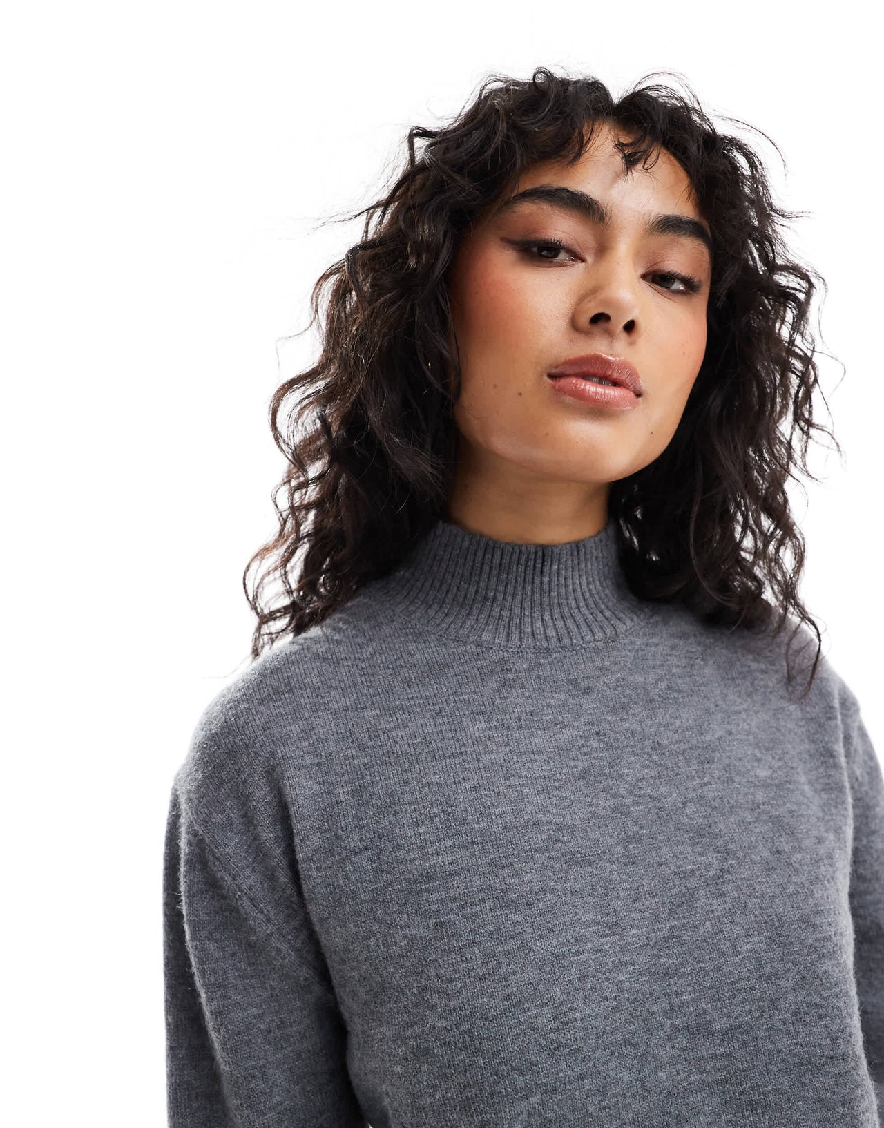 Bershka high neck jumper in grey