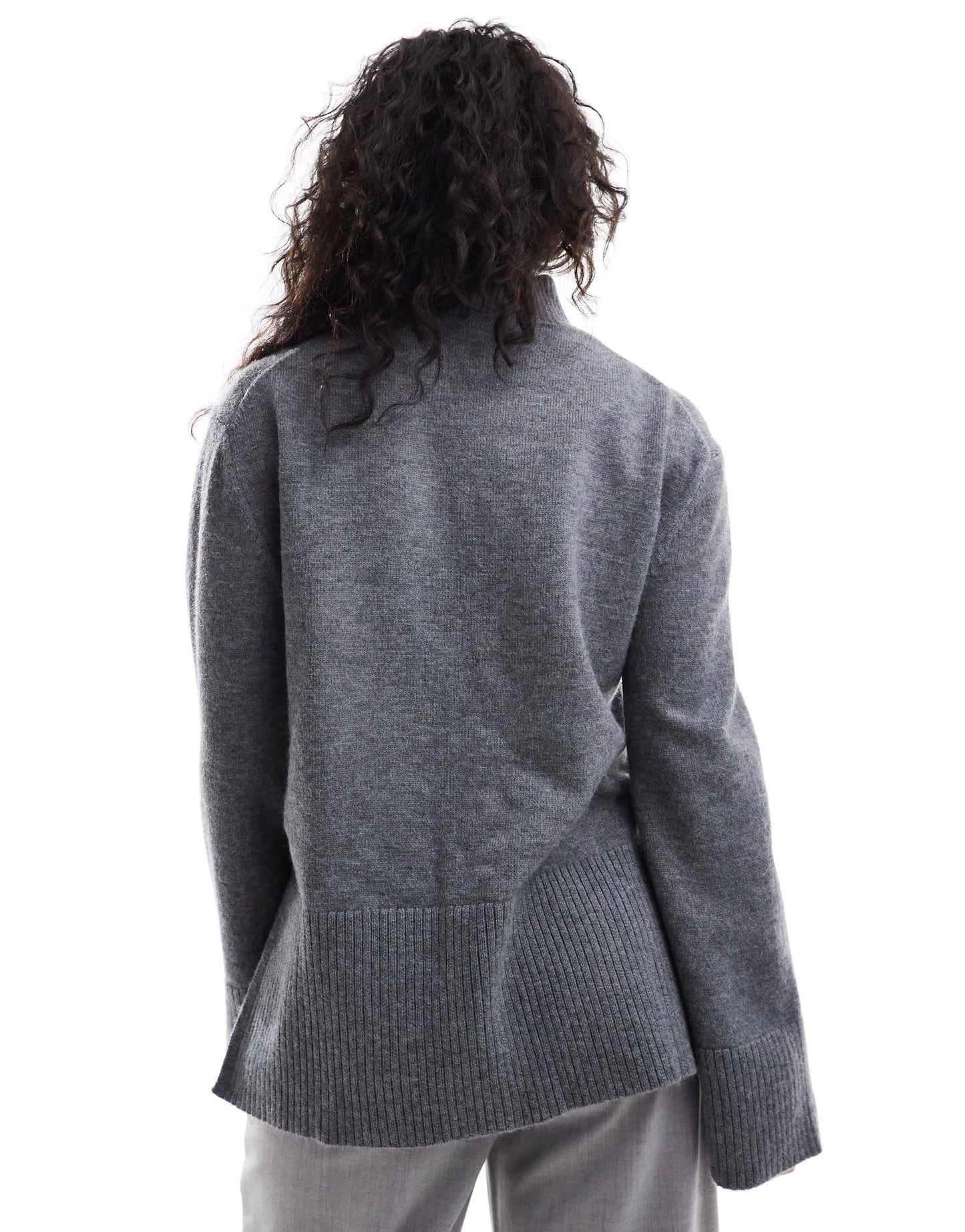 Bershka high neck jumper in grey