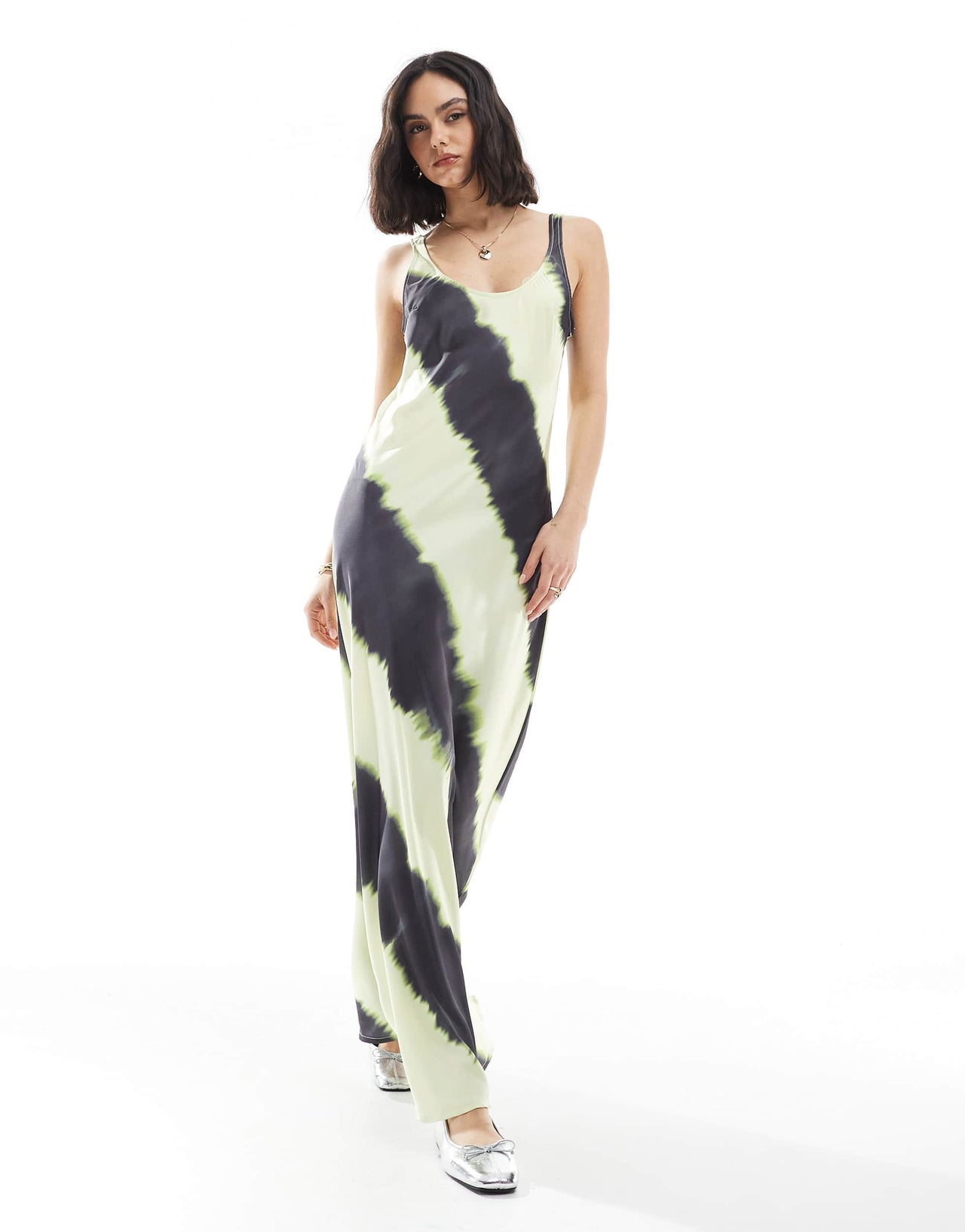 JJXX satin dress in yellow print