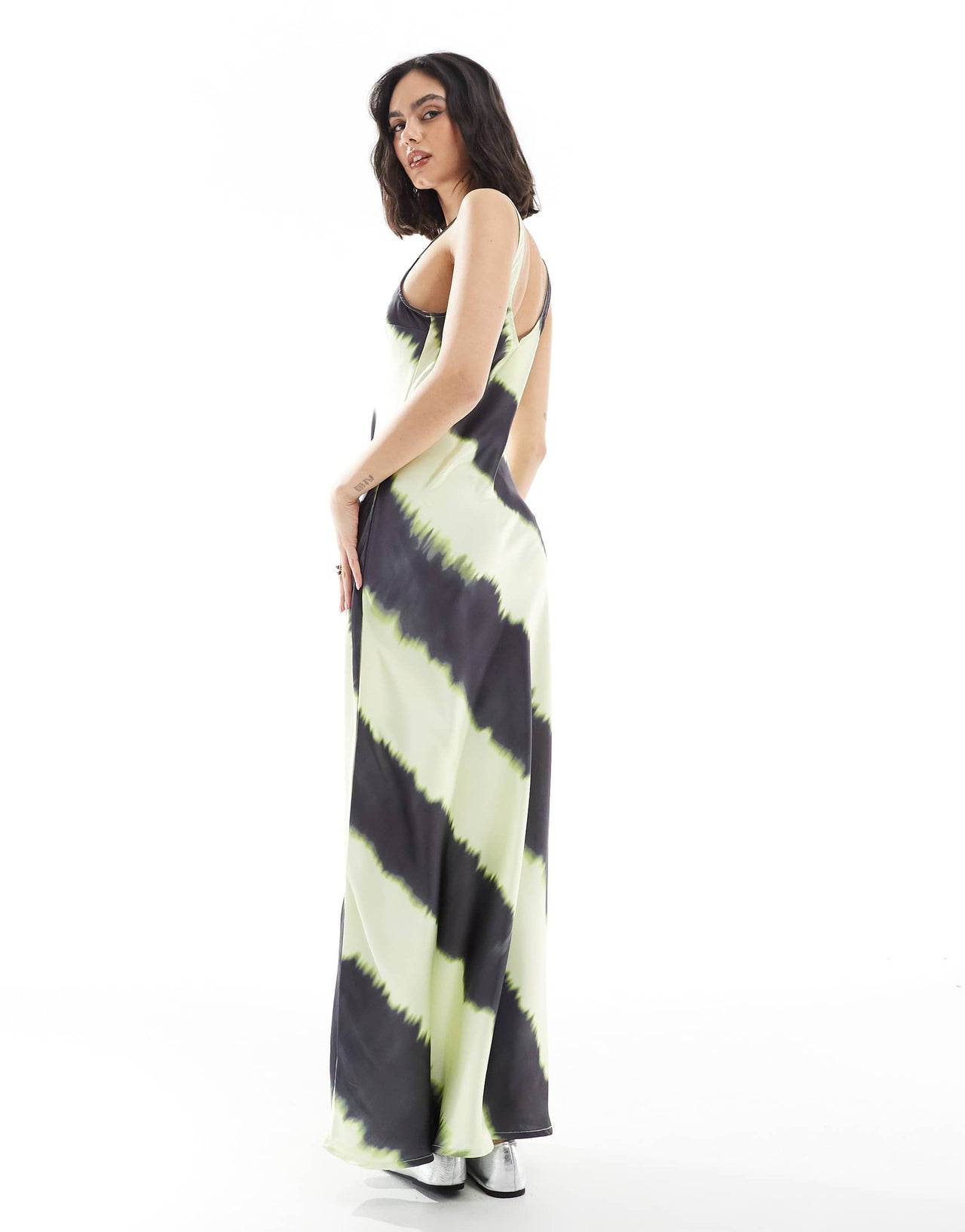 JJXX satin dress in yellow print