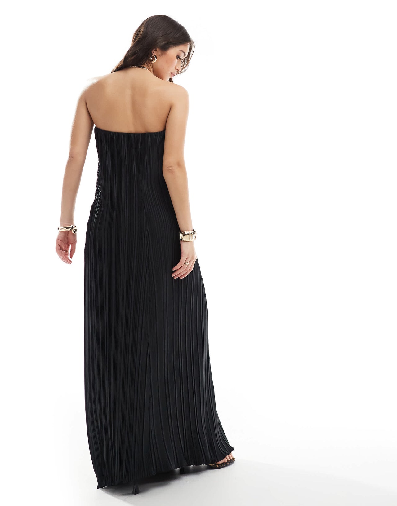 4th & Reckless plisse bandeau maxi dress in black