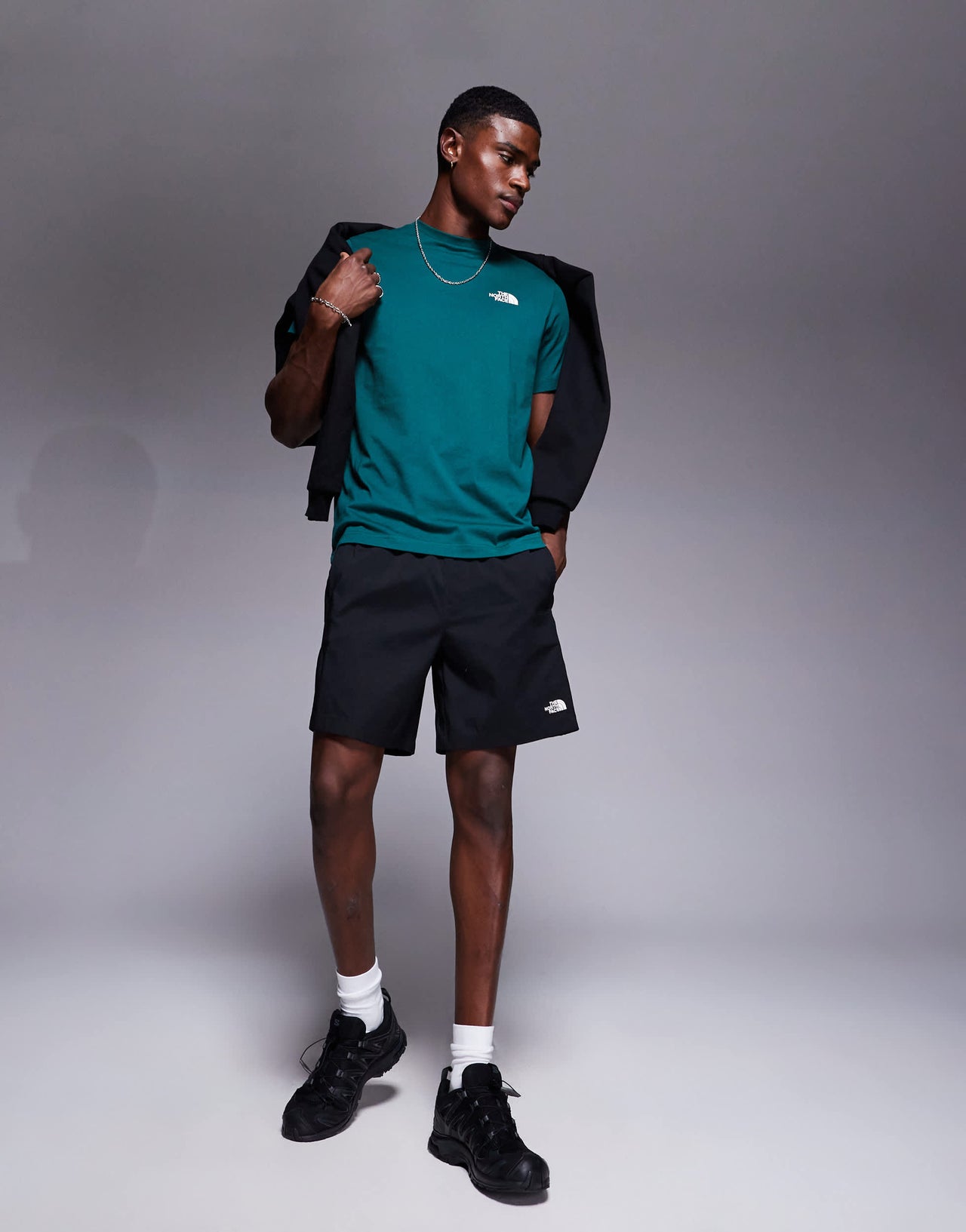 The North Face Class V Pathfinder belted logo shorts in black