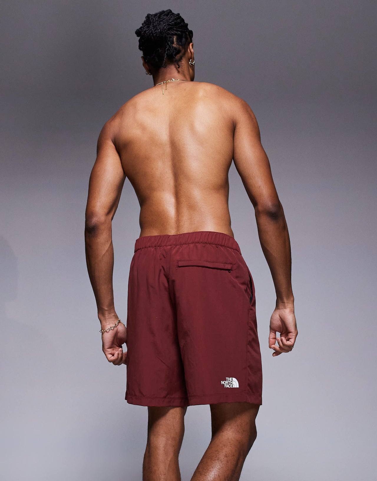 The North Face W logo swimming shorts in burgundy