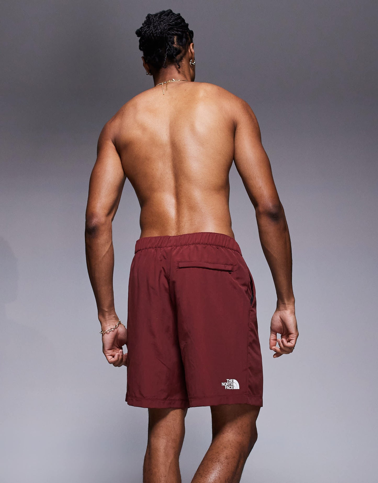 The North Face W logo swimming shorts in burgundy