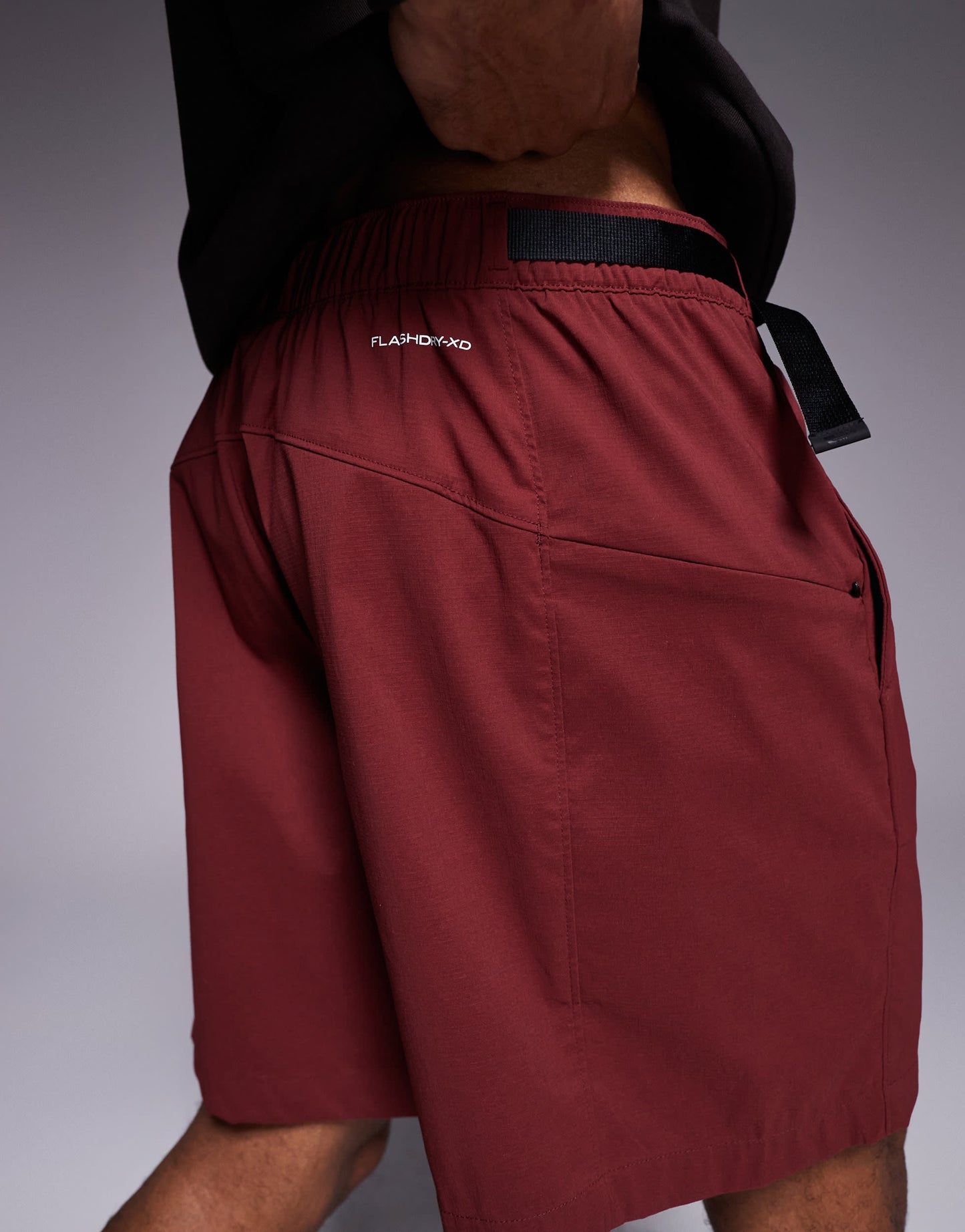 The North Face Class V Pathfinder belted logo shorts in burgundy