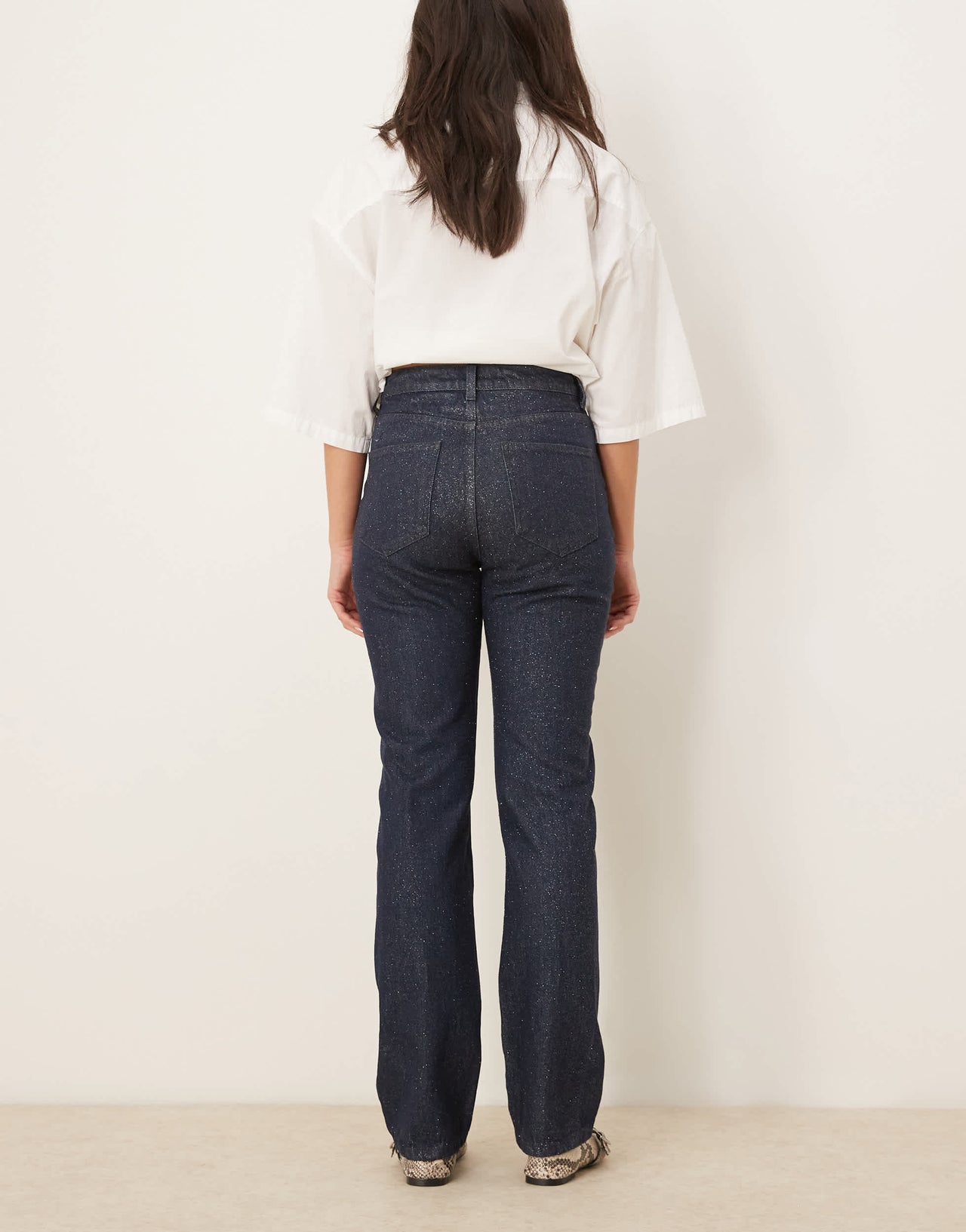 ASOS DESIGN 90s straight jean with glitter in blue