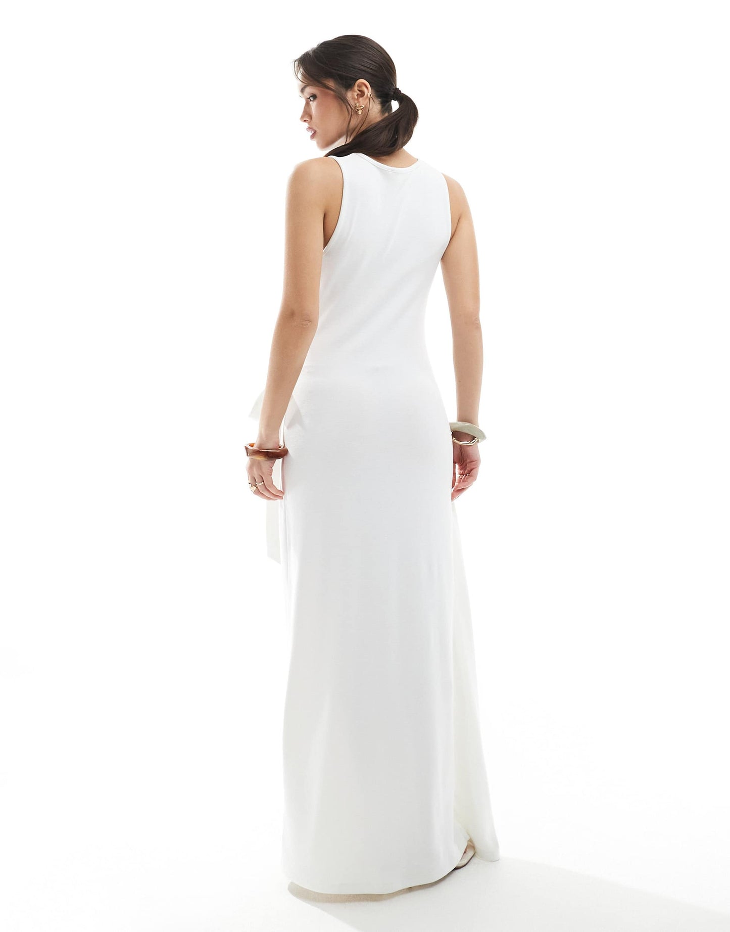 4th & Reckless sleeveless drape tie side maxi dress in white