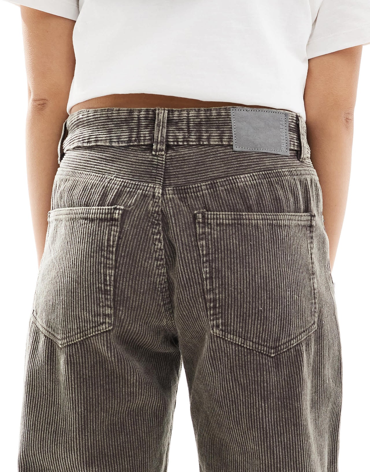Pulll&Bear wide leg corduroy jeans in grey