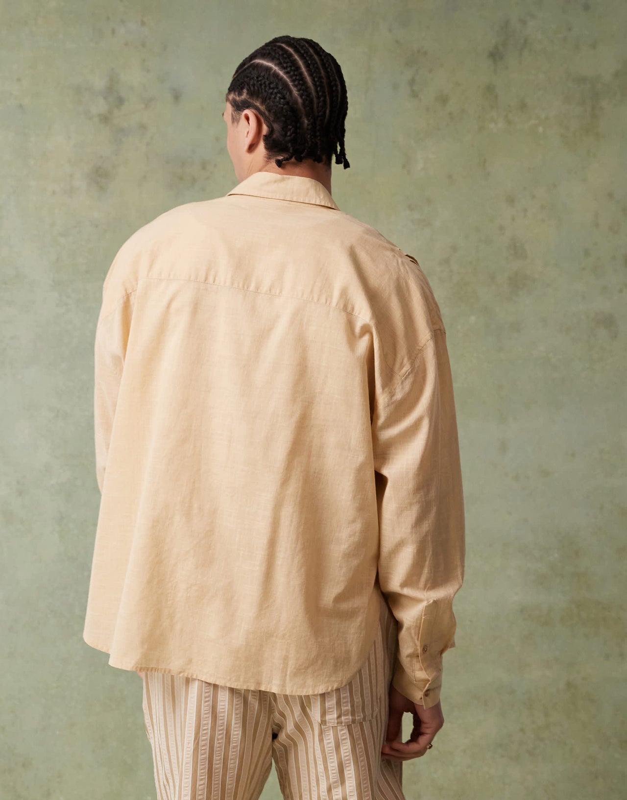 ASOS DESIGN volume oversized shirt with concealed buttons in stone