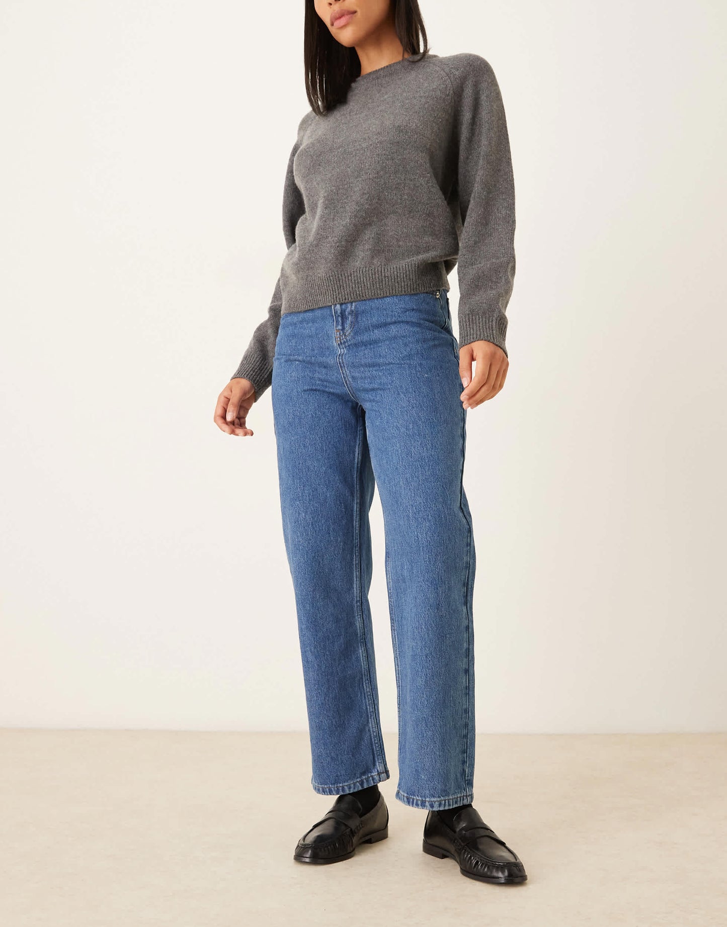 ASOS DESIGN cropped straight leg jean in blue