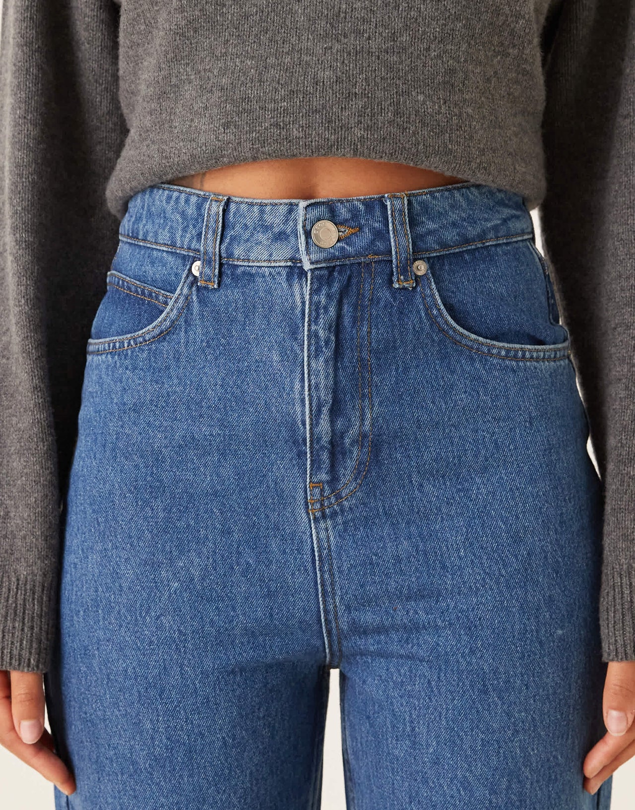 ASOS DESIGN cropped straight leg jean in blue