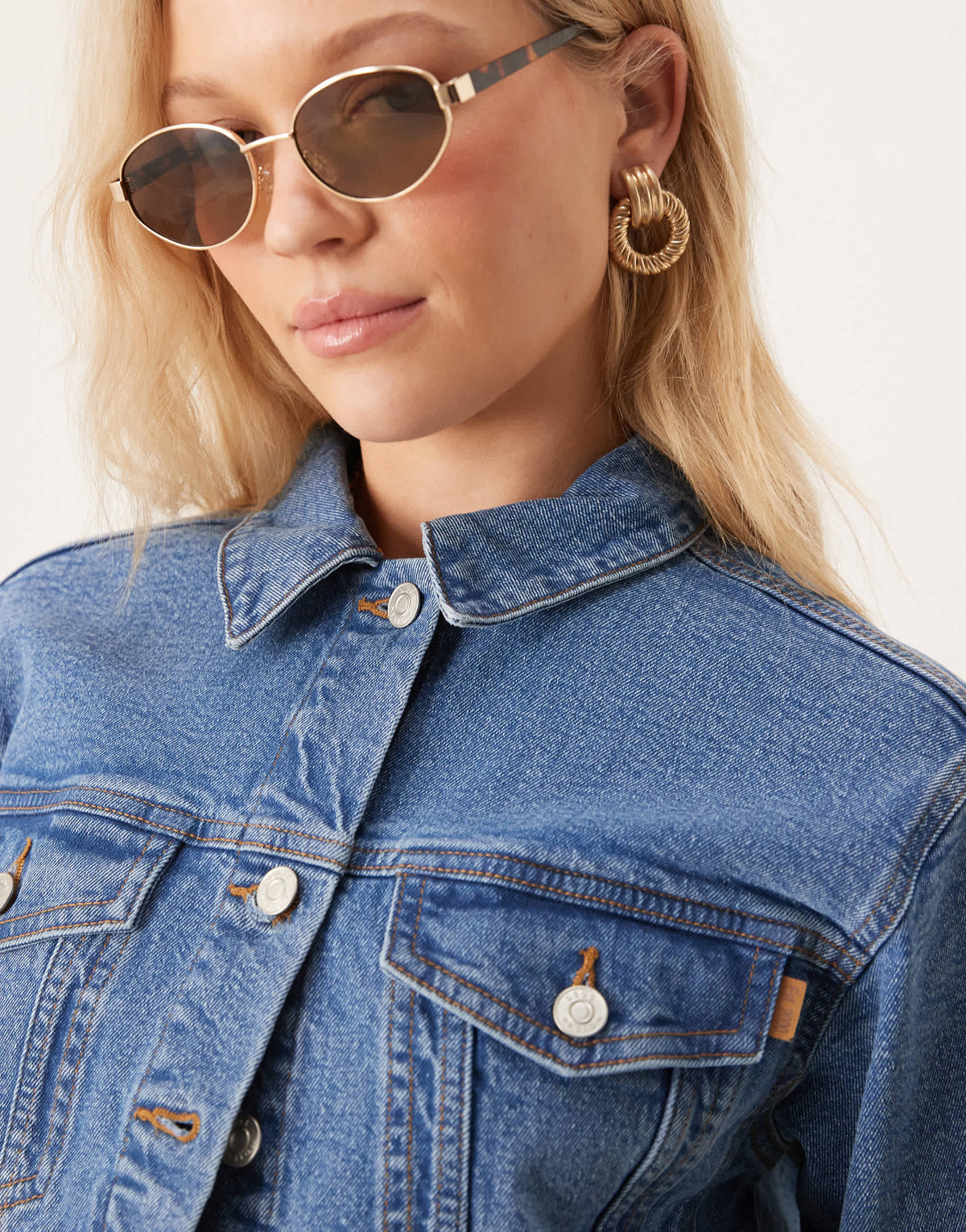 ASOS DESIGN denim western jacket in midwash blue