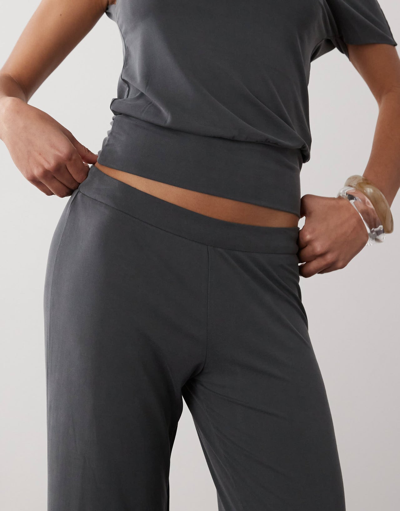 Motel Baku wide leg co-ord trouser in dark grey