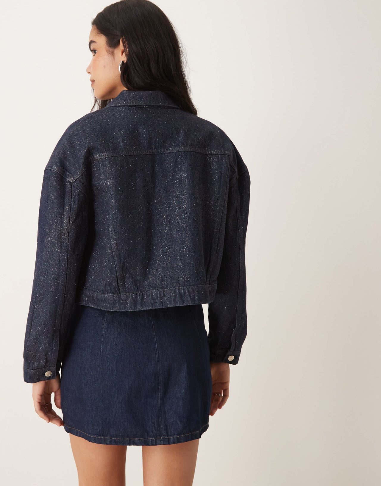 ASOS DESIGN denim western jacket with glitter in blue