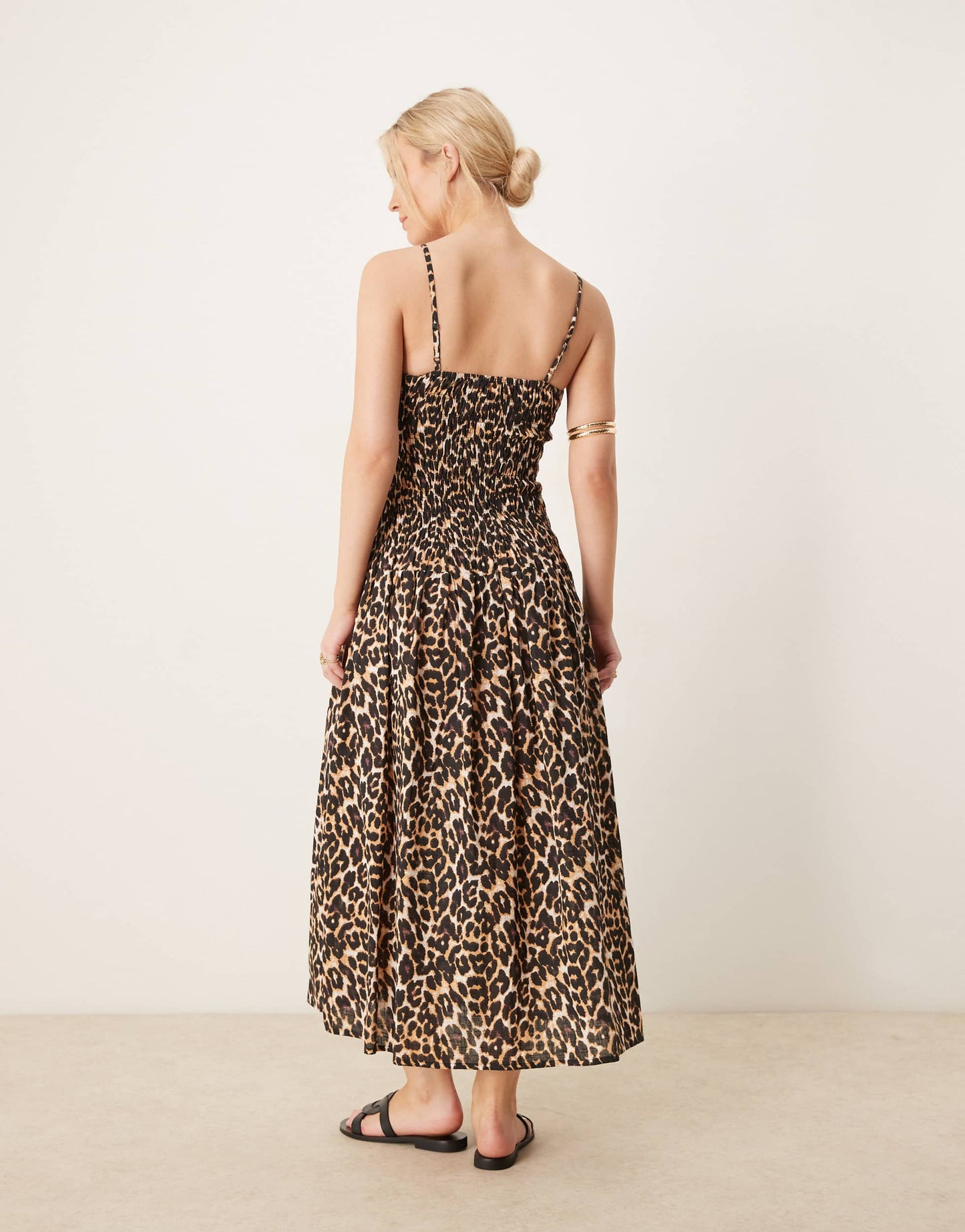 Iisla & Bird longline ruched maxi beach dress in leopard