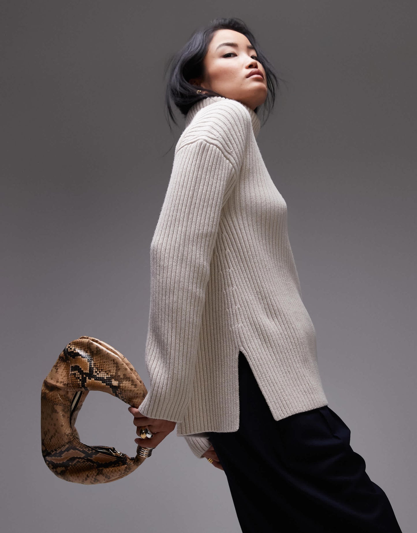 & Other Stories  wool and cotton blend knit oversized sweater in off white