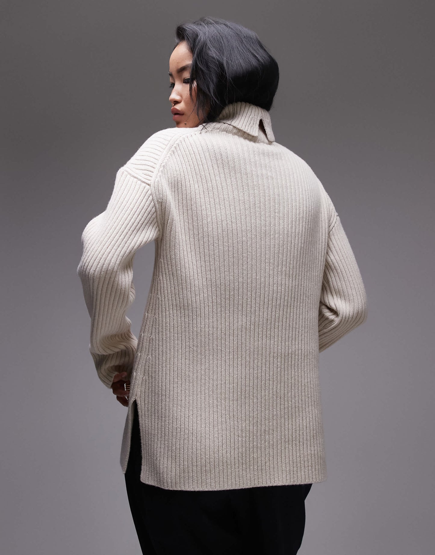& Other Stories  wool and cotton blend knit oversized sweater in off white