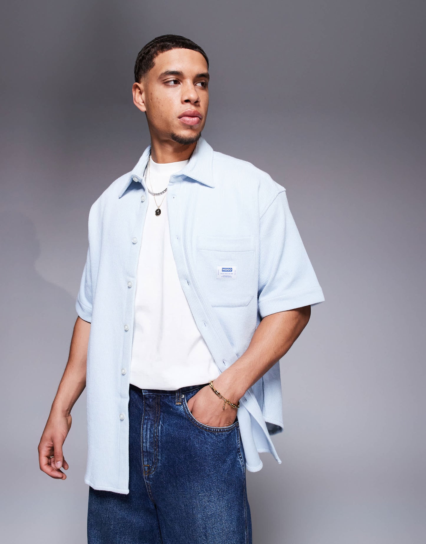 Hugo Blue Ebronn short sleeve shirt in blue