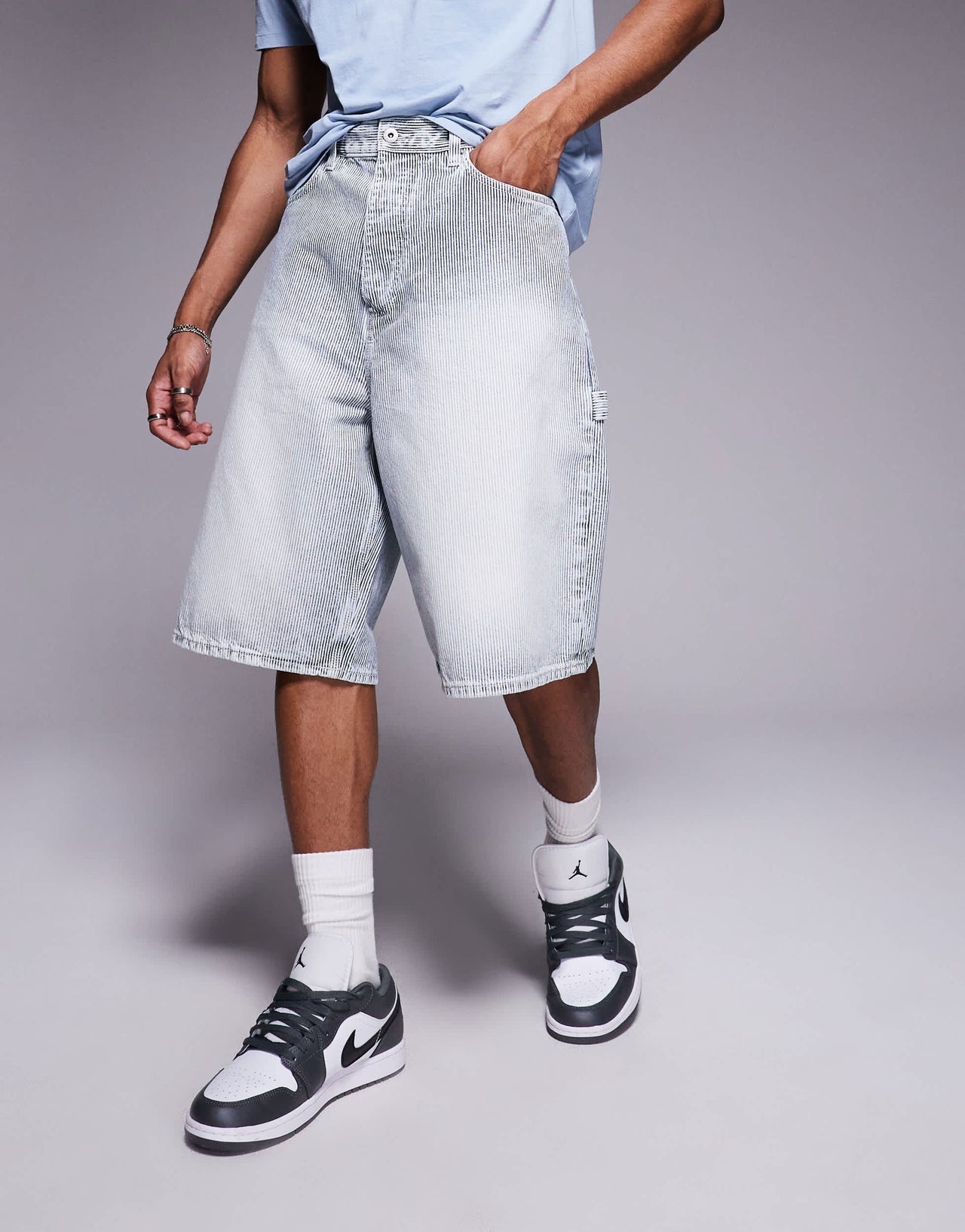 Hugo Blue Aman baggy fit shorts in light blue