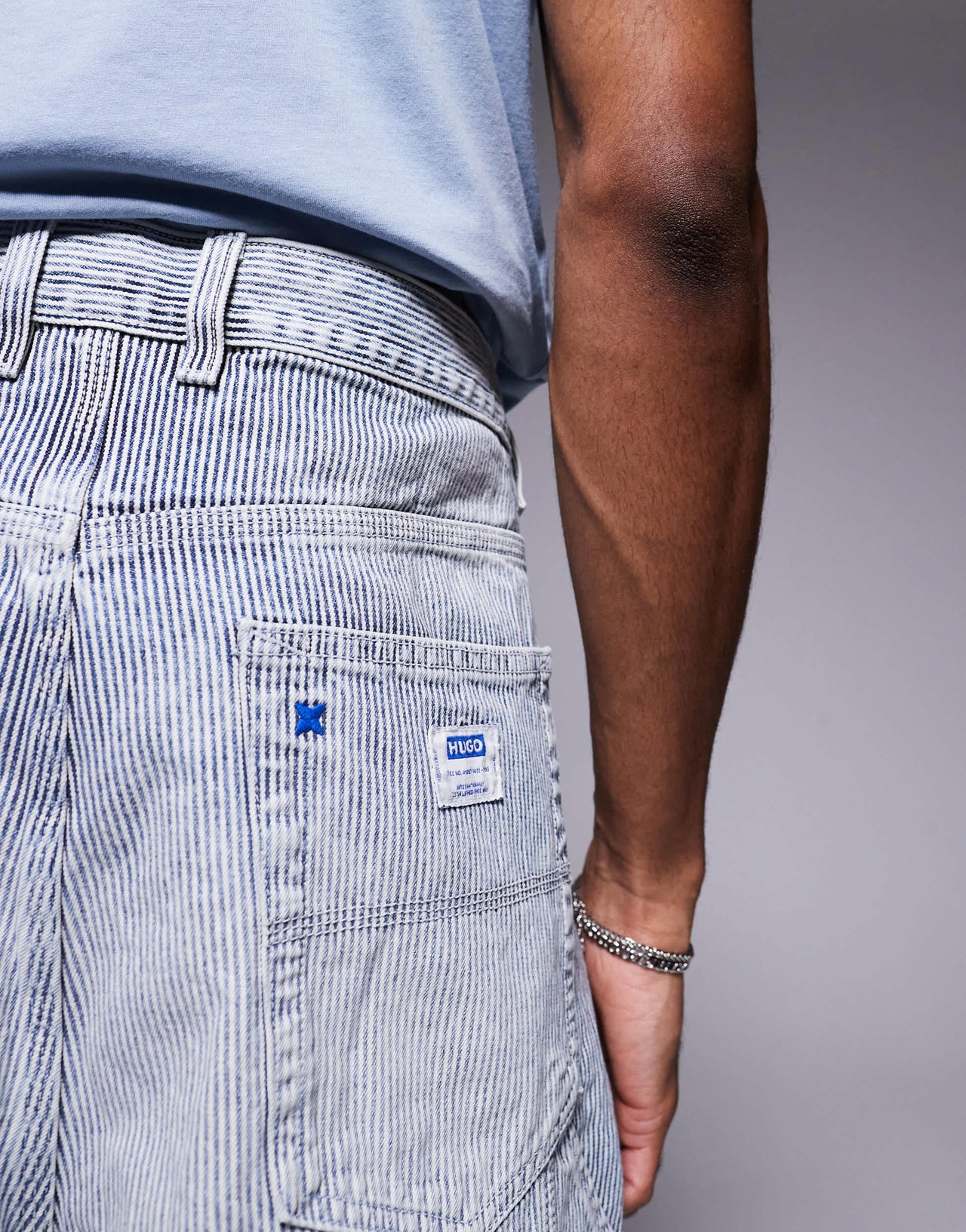 Hugo Blue Aman baggy fit shorts in light blue