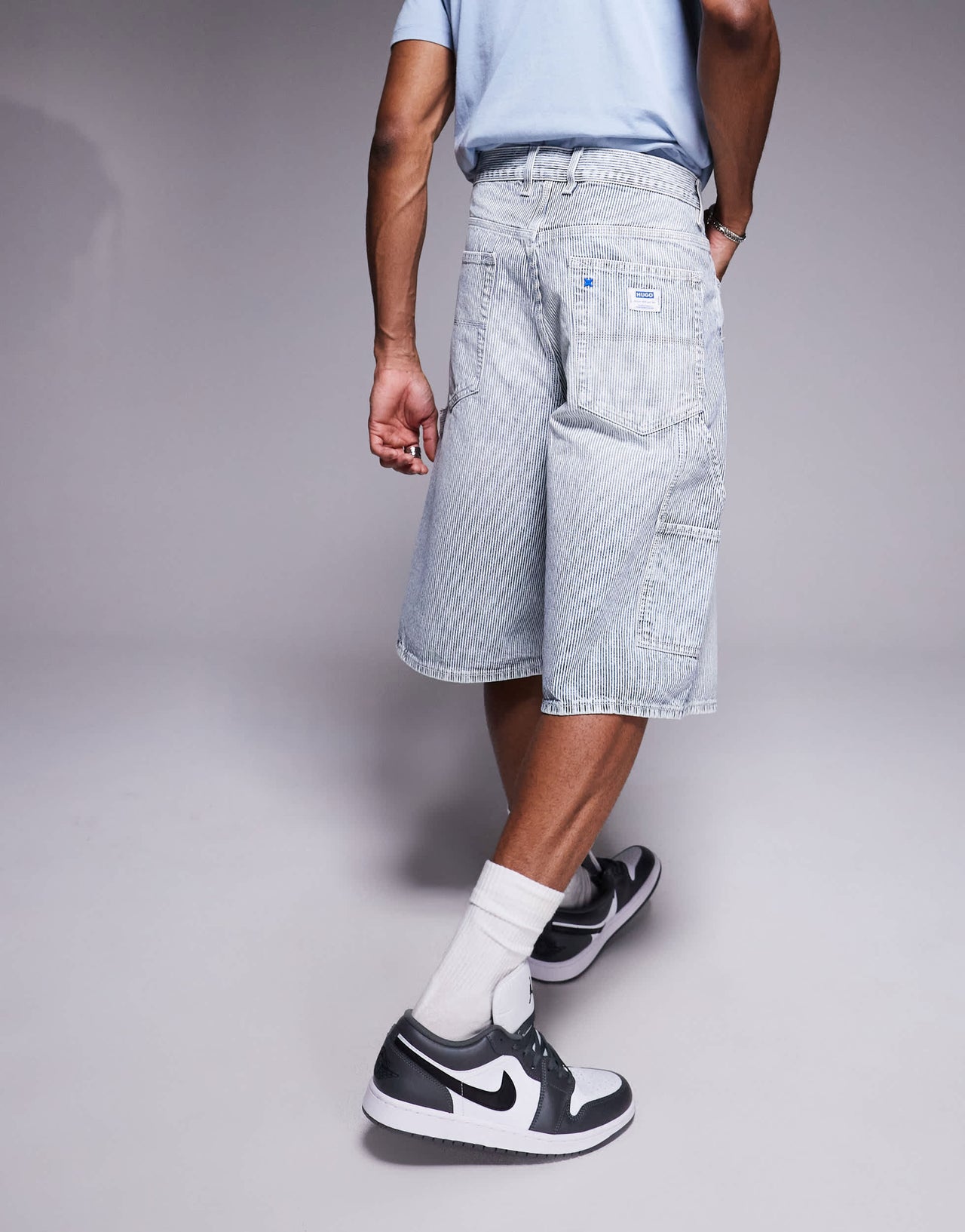 Hugo Blue Aman baggy fit shorts in light blue