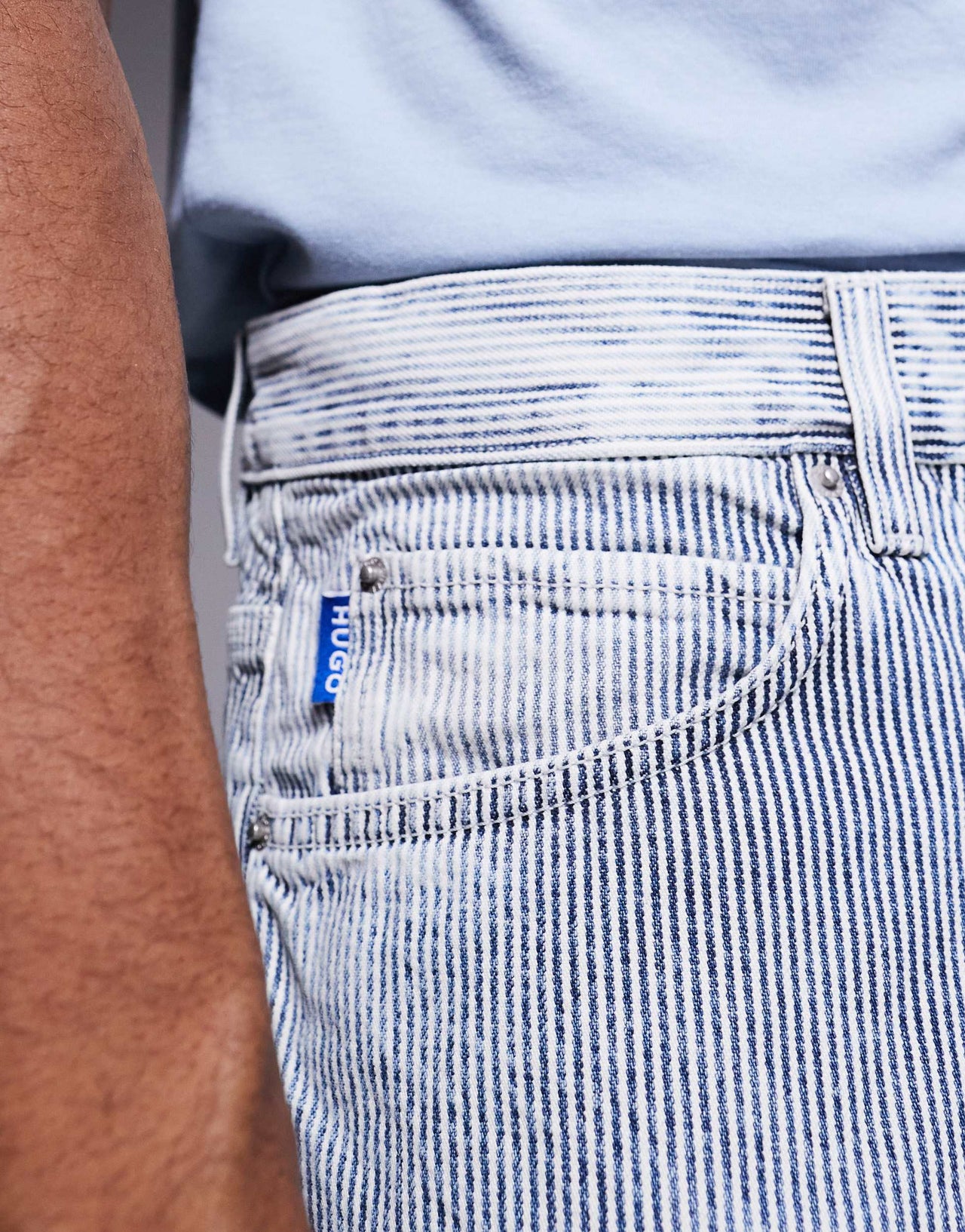 Hugo Blue Aman baggy fit shorts in light blue