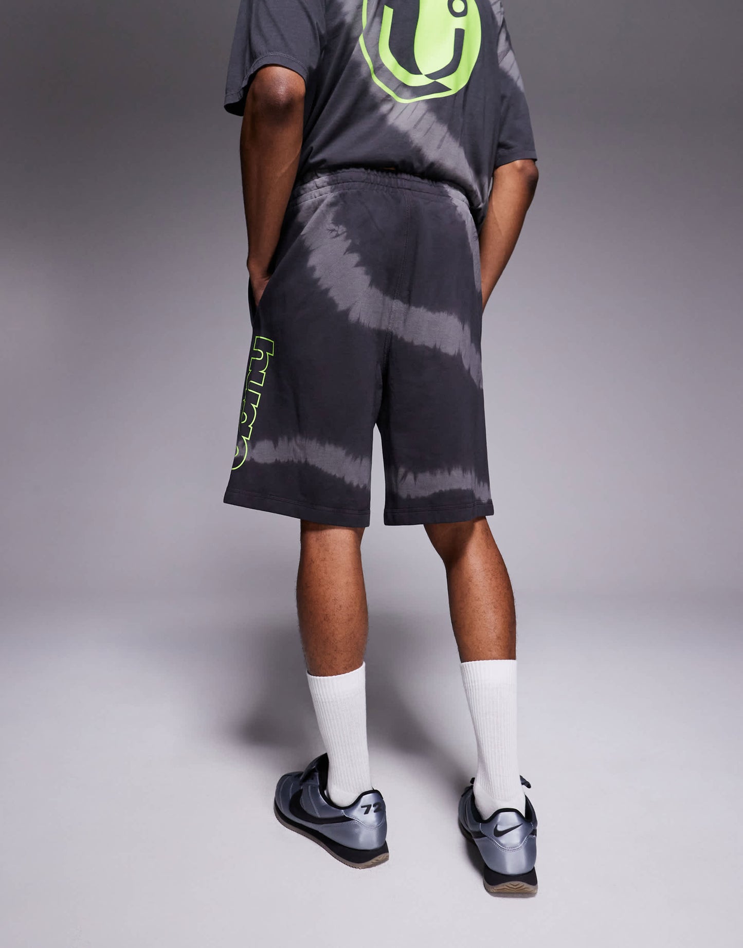 Hugo Blue loose fit co-ord printed shorts in black