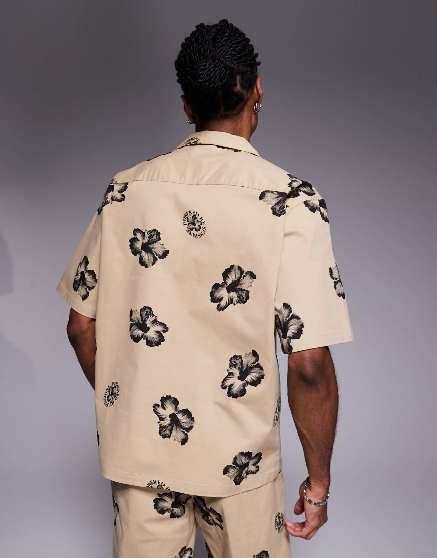 Hugo Blue relaxed fit co-ord shirt in brown with floral print