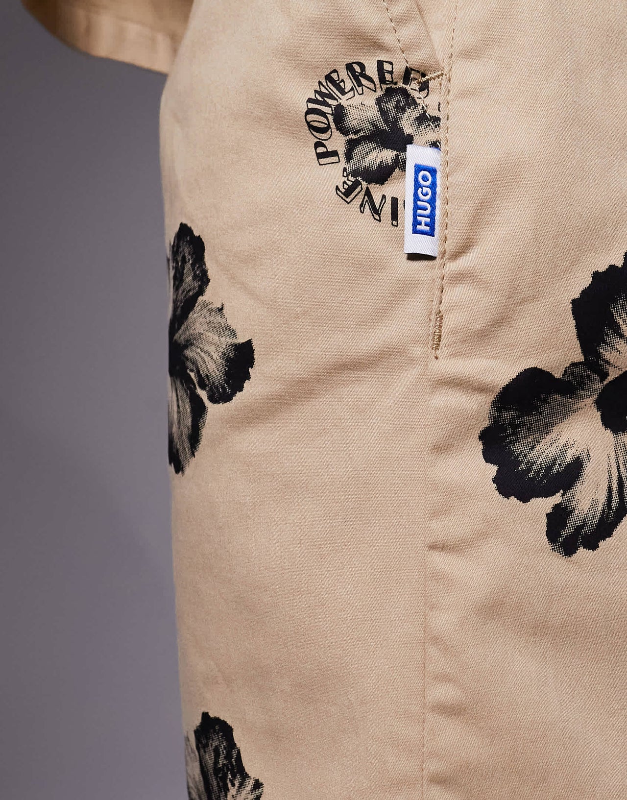 Hugo Blue co-ord baggy fit shorts in brown with floral print
