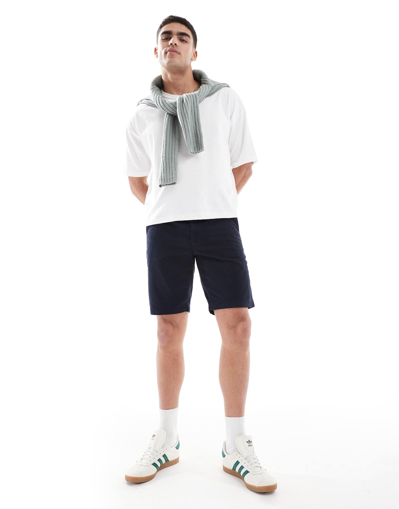 BOSS Orange slim fit cotton chino shorts in navy
