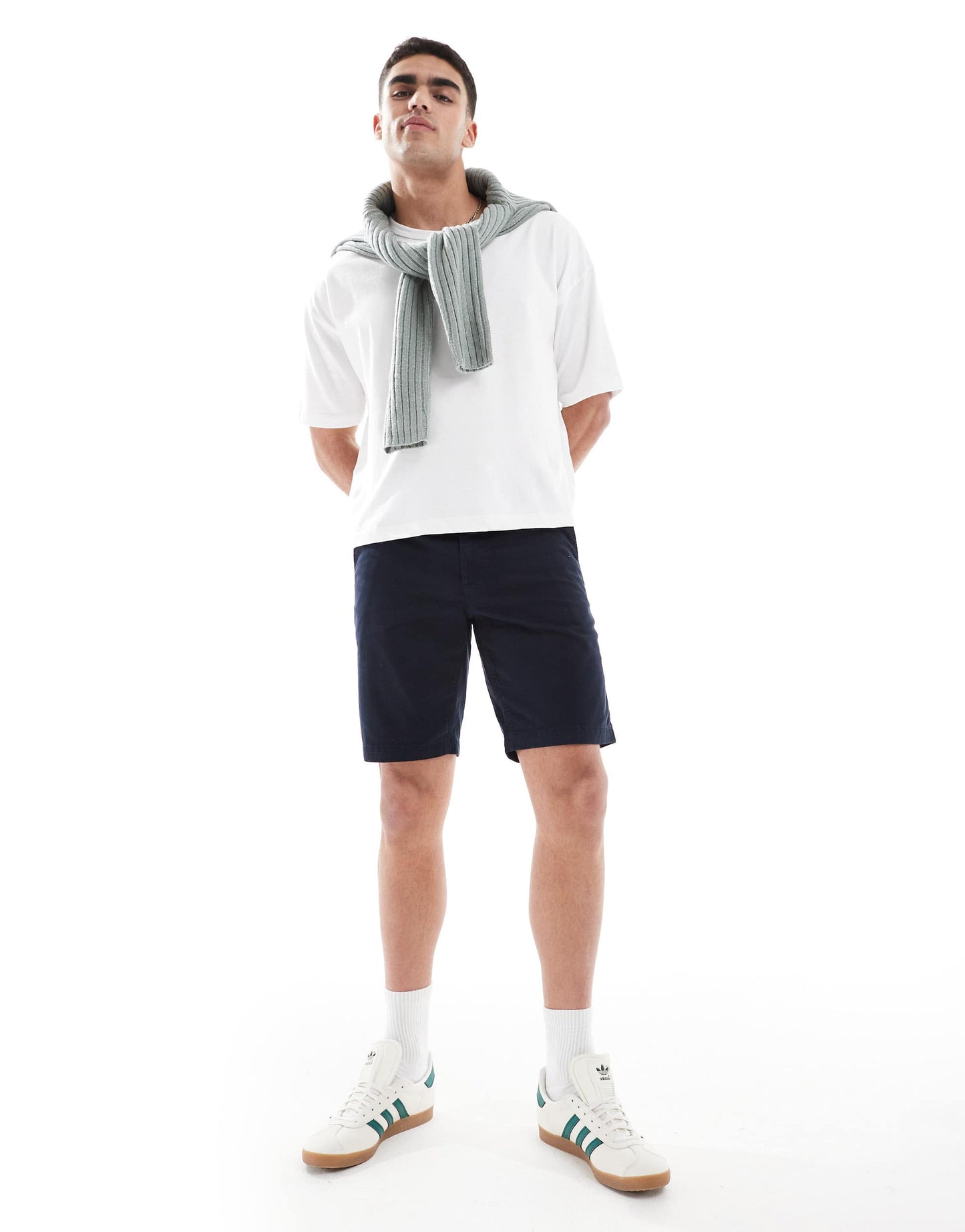 BOSS Orange slim fit cotton chino shorts in navy