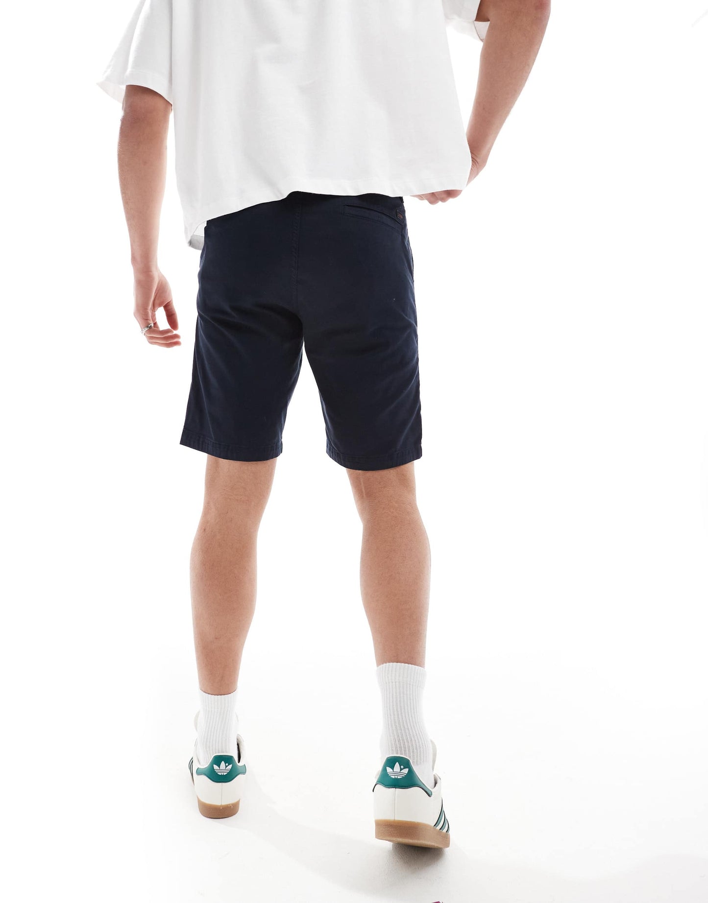 BOSS Orange slim fit cotton chino shorts in navy