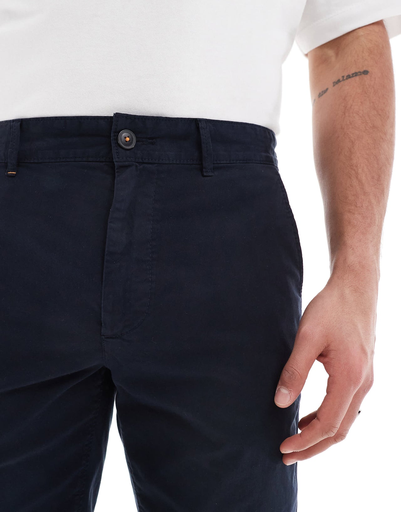 BOSS Orange slim fit cotton chino shorts in navy