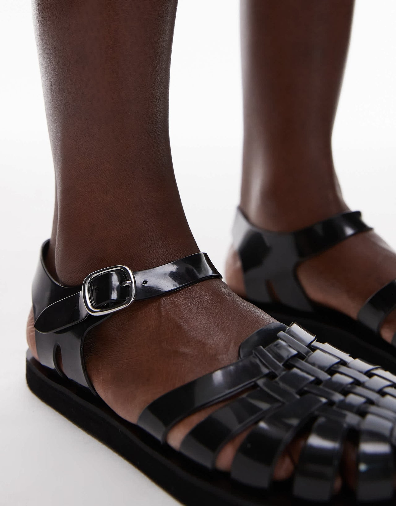 Topshop Kelly jelly flat sandal in black