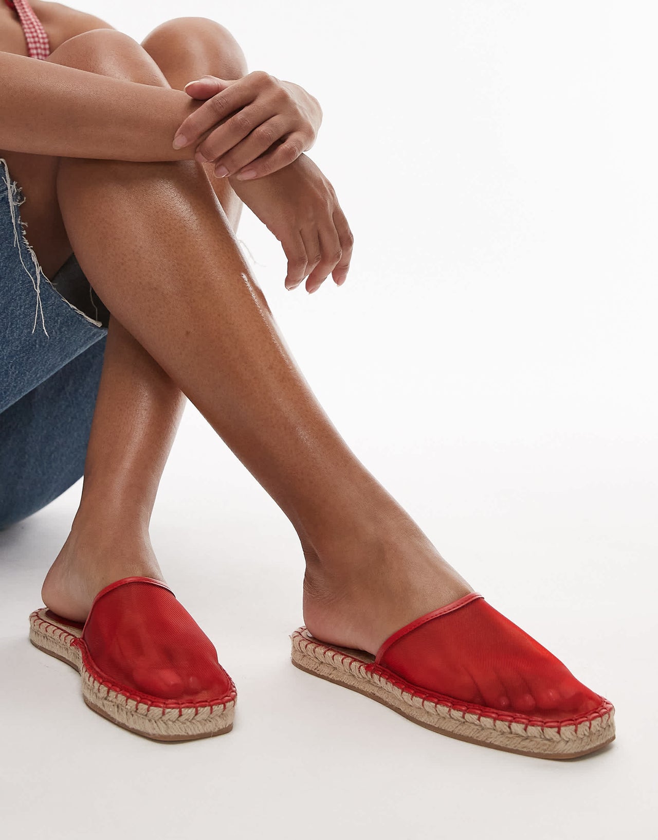 Topshop Harry espadrille mule in red