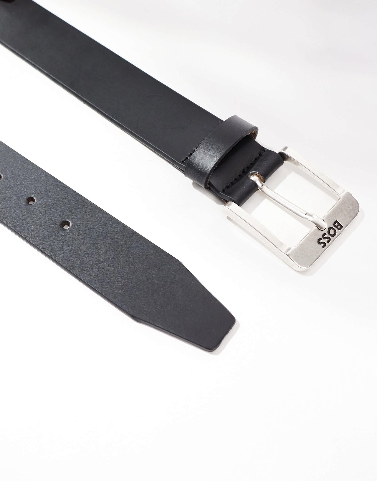 BOSS Jemio logo buckle leather belt in black
