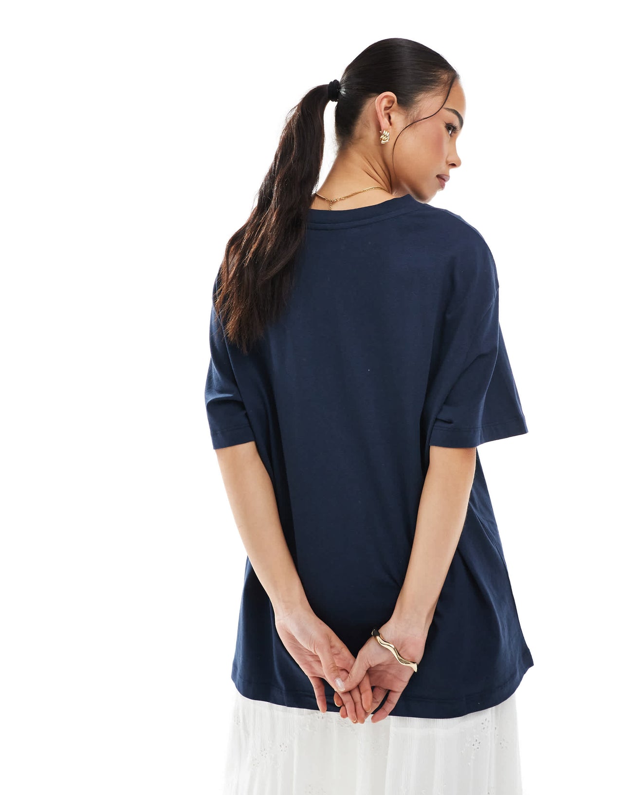 ASOS DESIGN oversized t-shirt primrose flower graphic t-shirt in navy