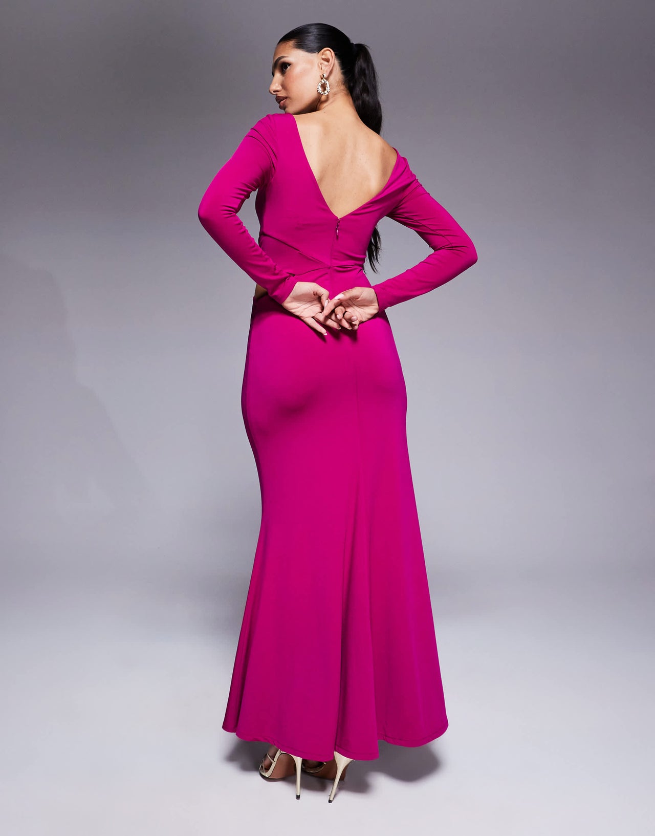 Ever New cut out jersey maxi dress in magenta