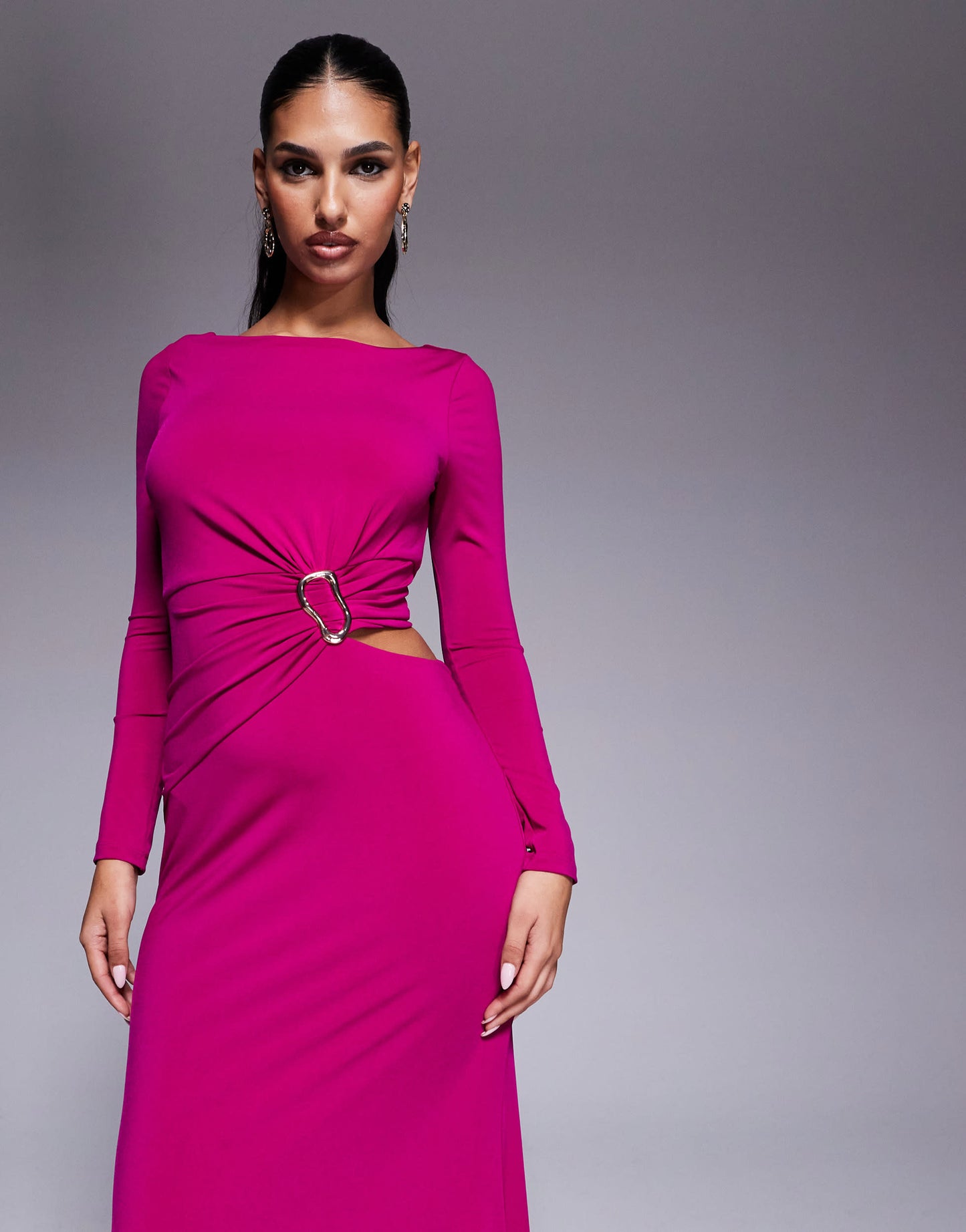 Ever New cut out jersey maxi dress in magenta