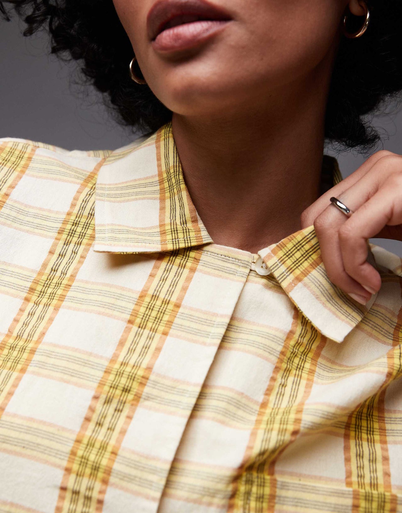Topshop resort shirt in textured yellow check
