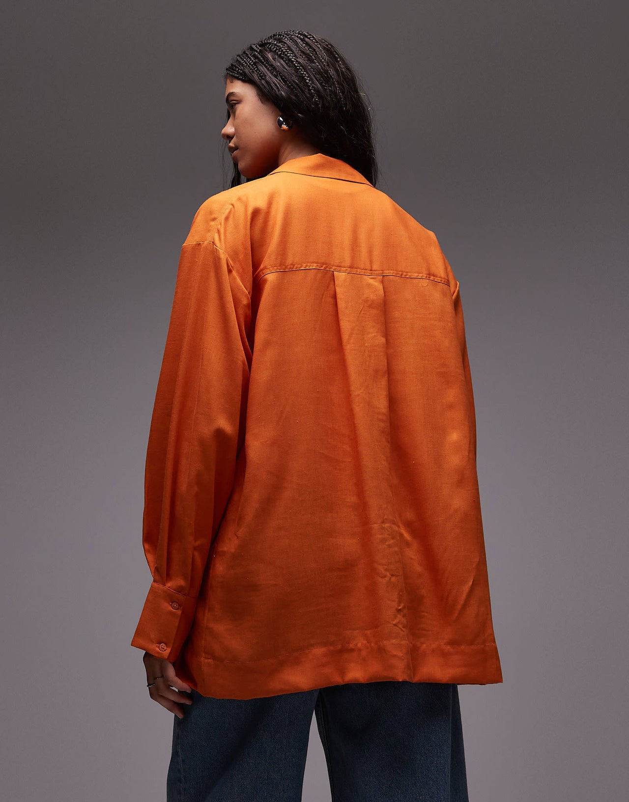 Topshop linen look shirt in orange