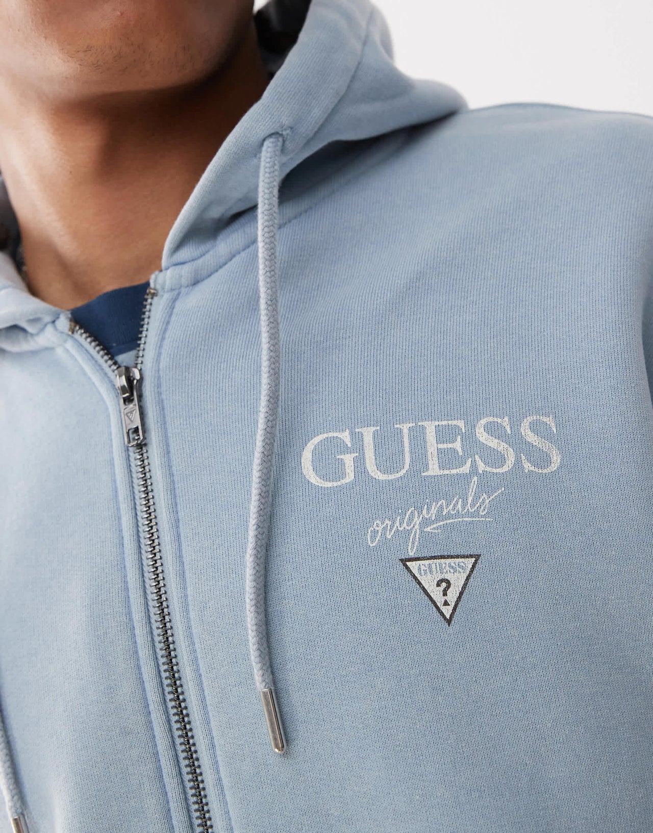 Guess Originals baker zip through hoodie in light blue