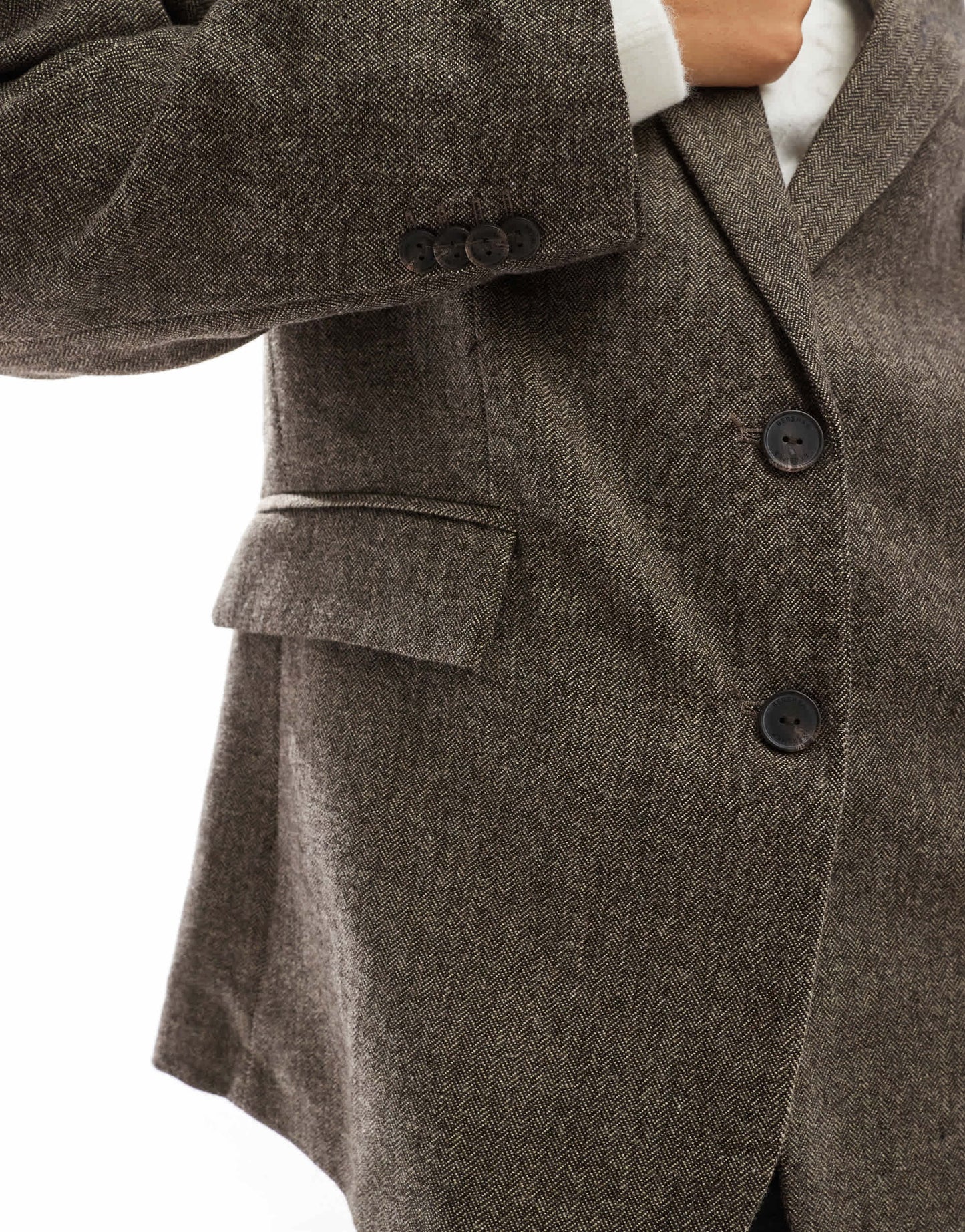 Bershka wool look oversized jacket in brown
