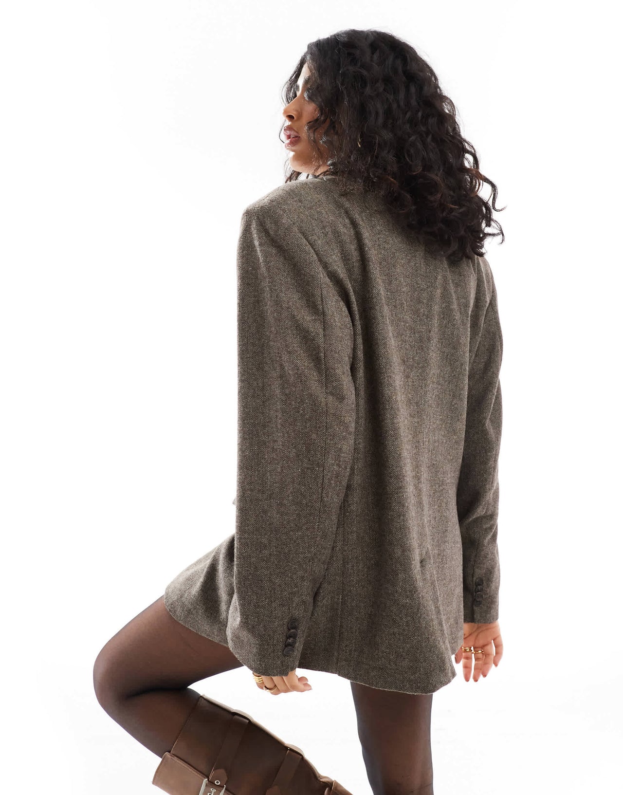 Bershka wool look oversized jacket in brown