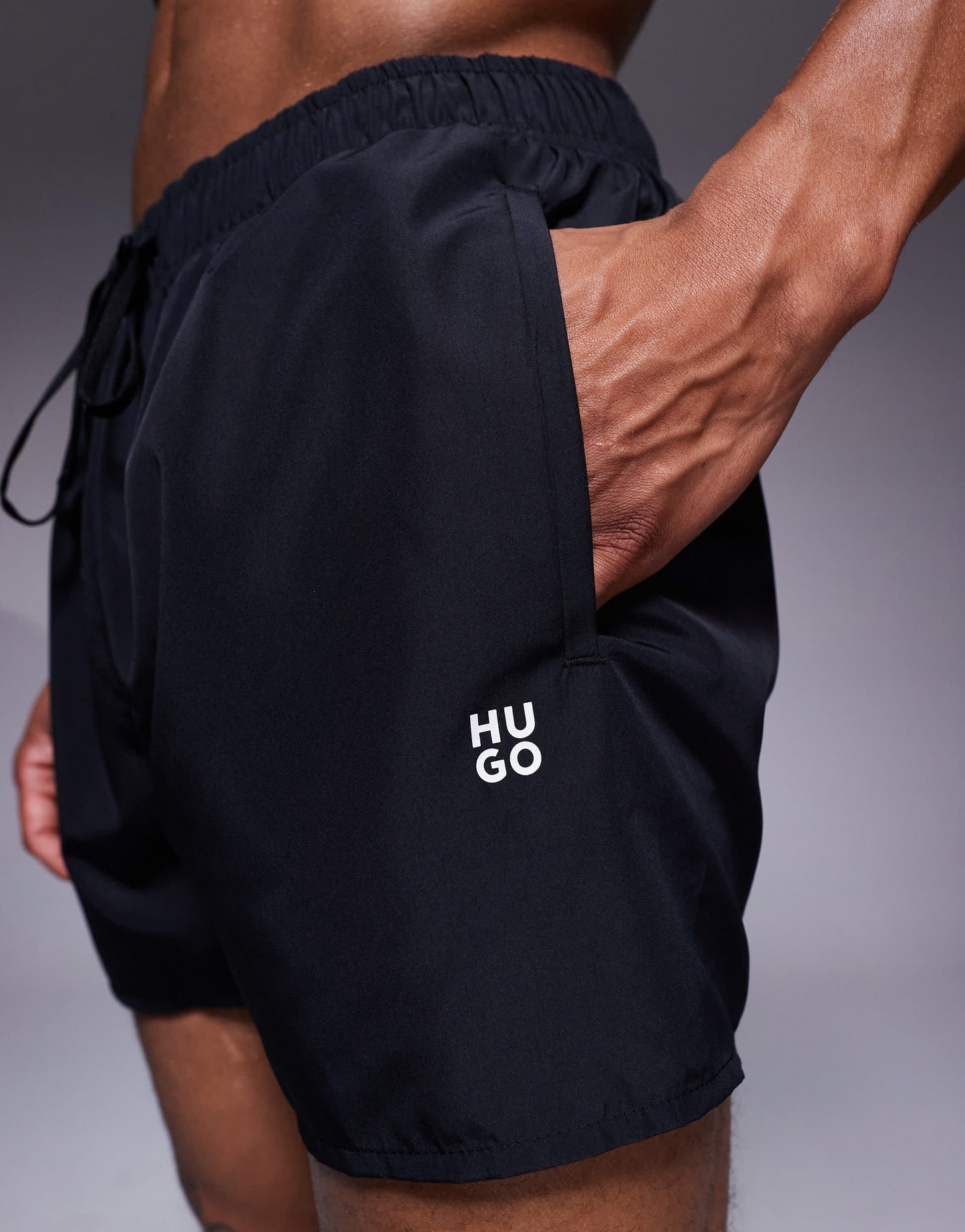 HUGO RED Cruise logo towel/swim shorts and bag set in black