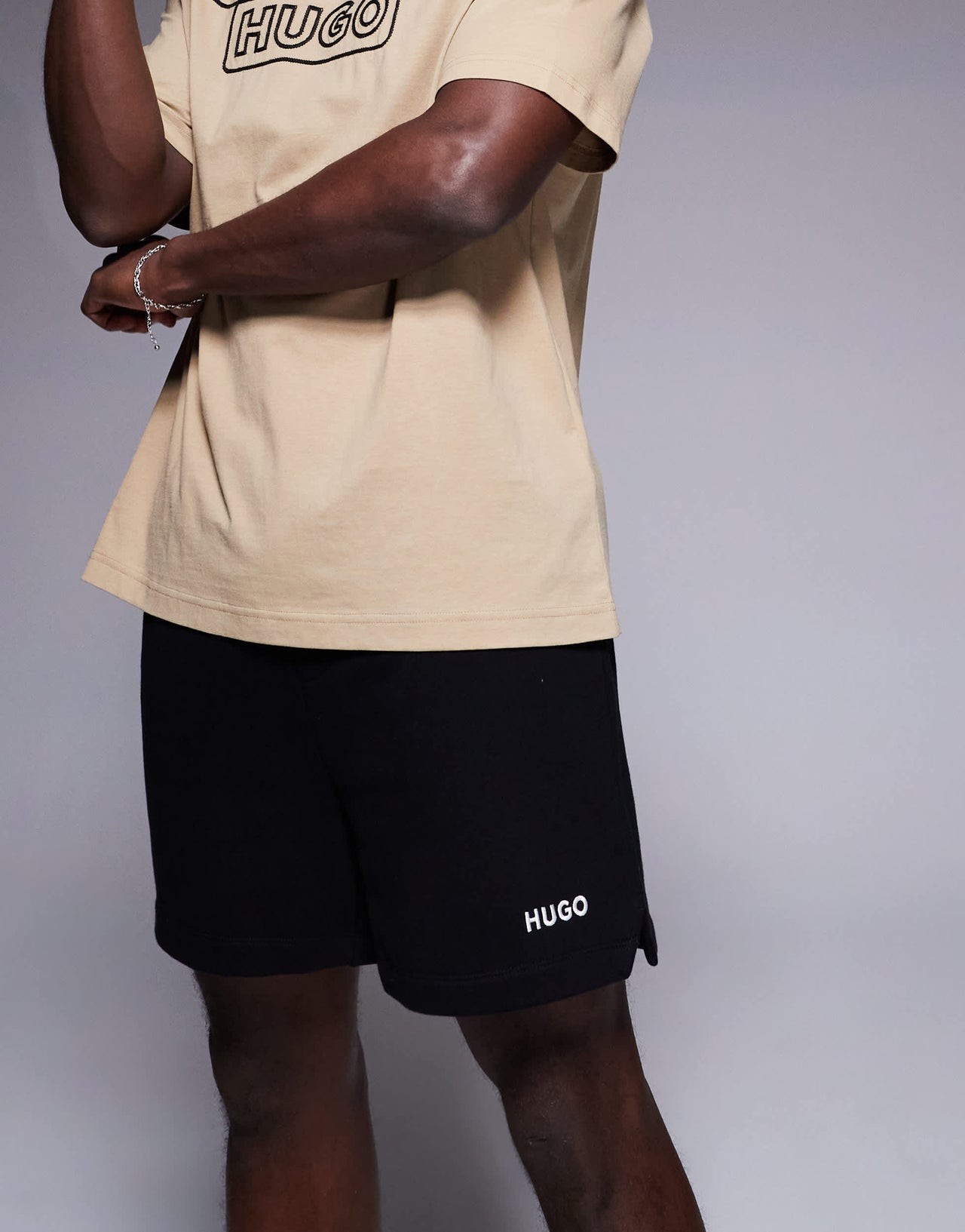 HUGO RED Dulasho logo relaxed fit sweat shorts in black CO-ORD