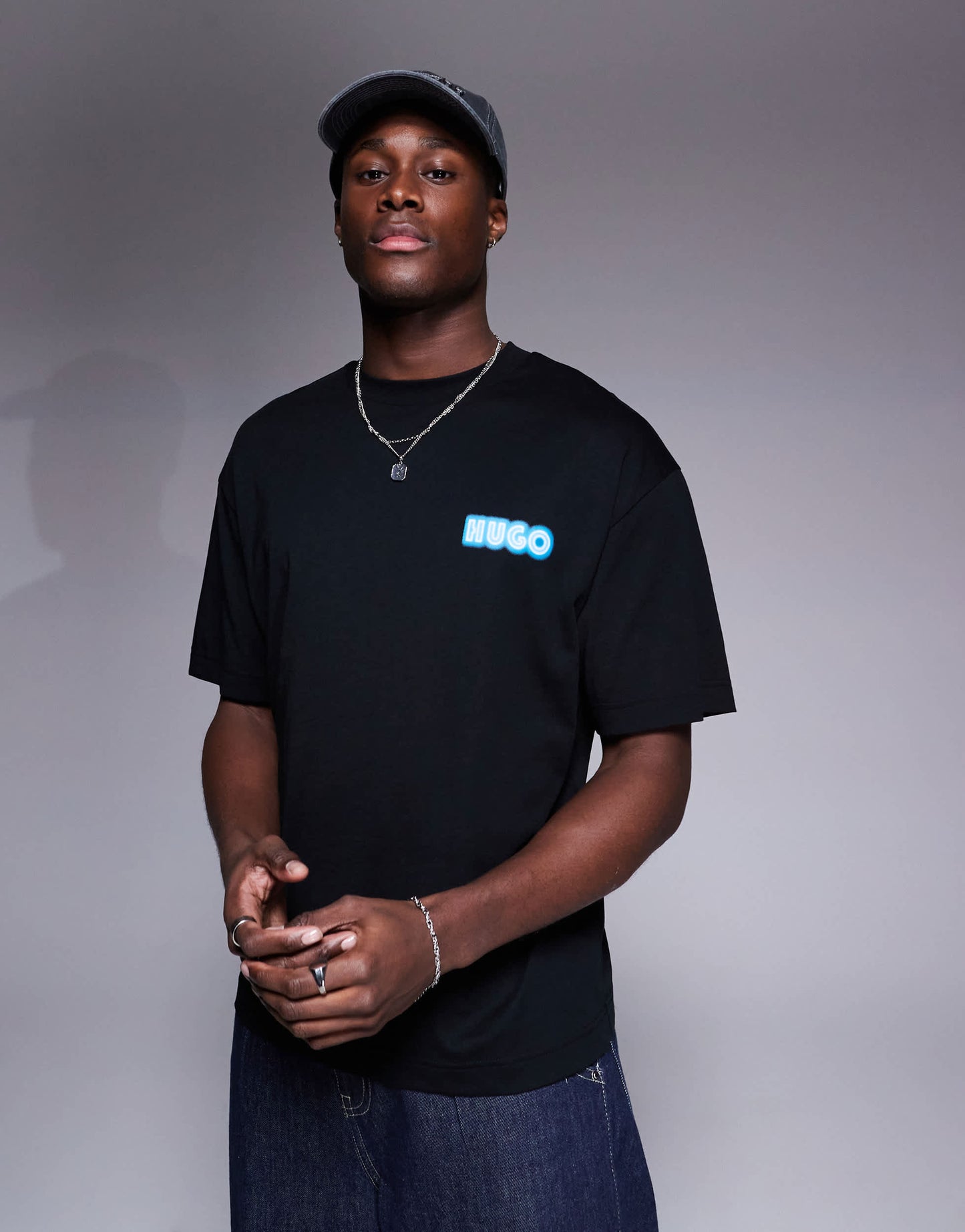 HUGO RED Duwood puff logo relaxed fit t-shirt in black