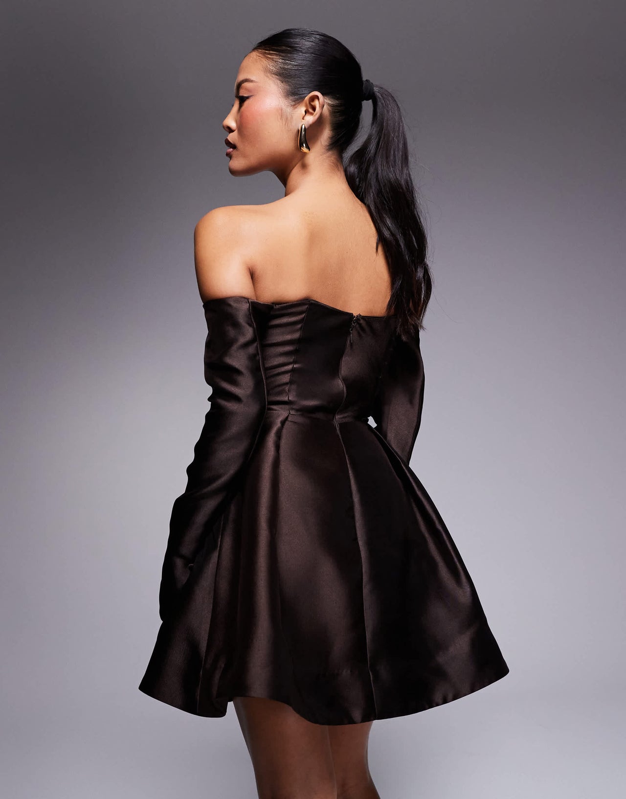 Forever New Petite structured mini dress in espresso