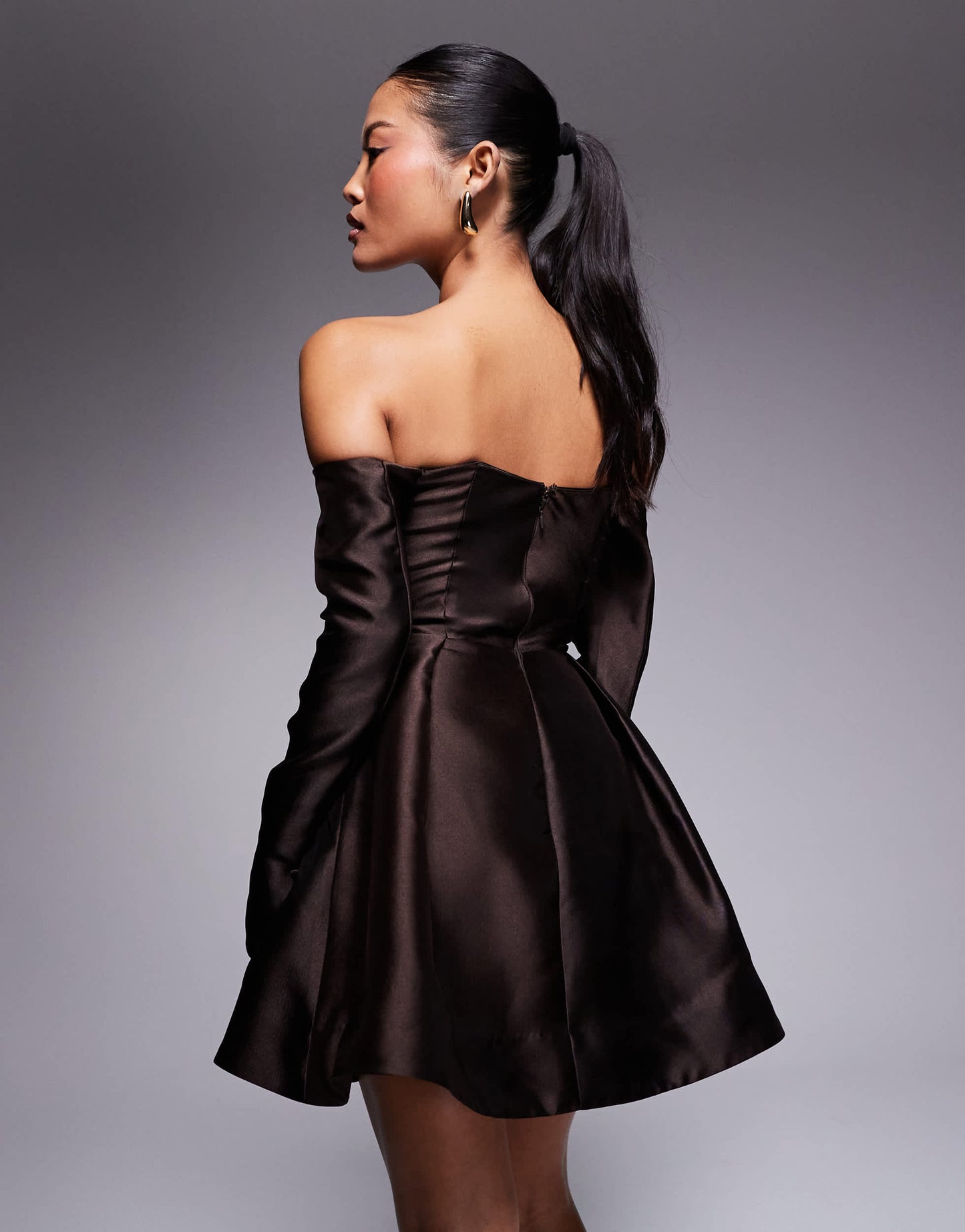 Forever New Petite structured mini dress in espresso