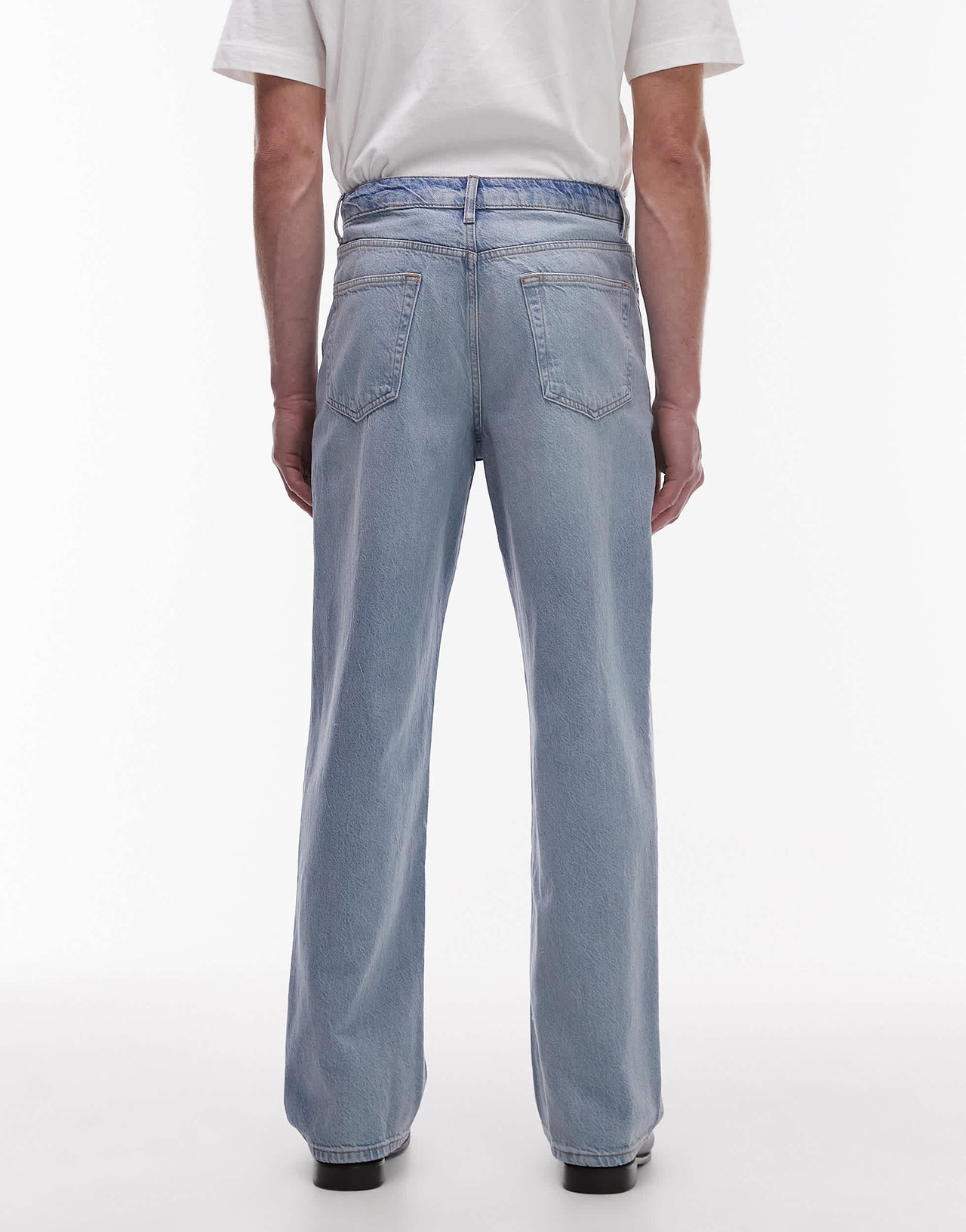 Topman rigid baggy jean in light wash blue